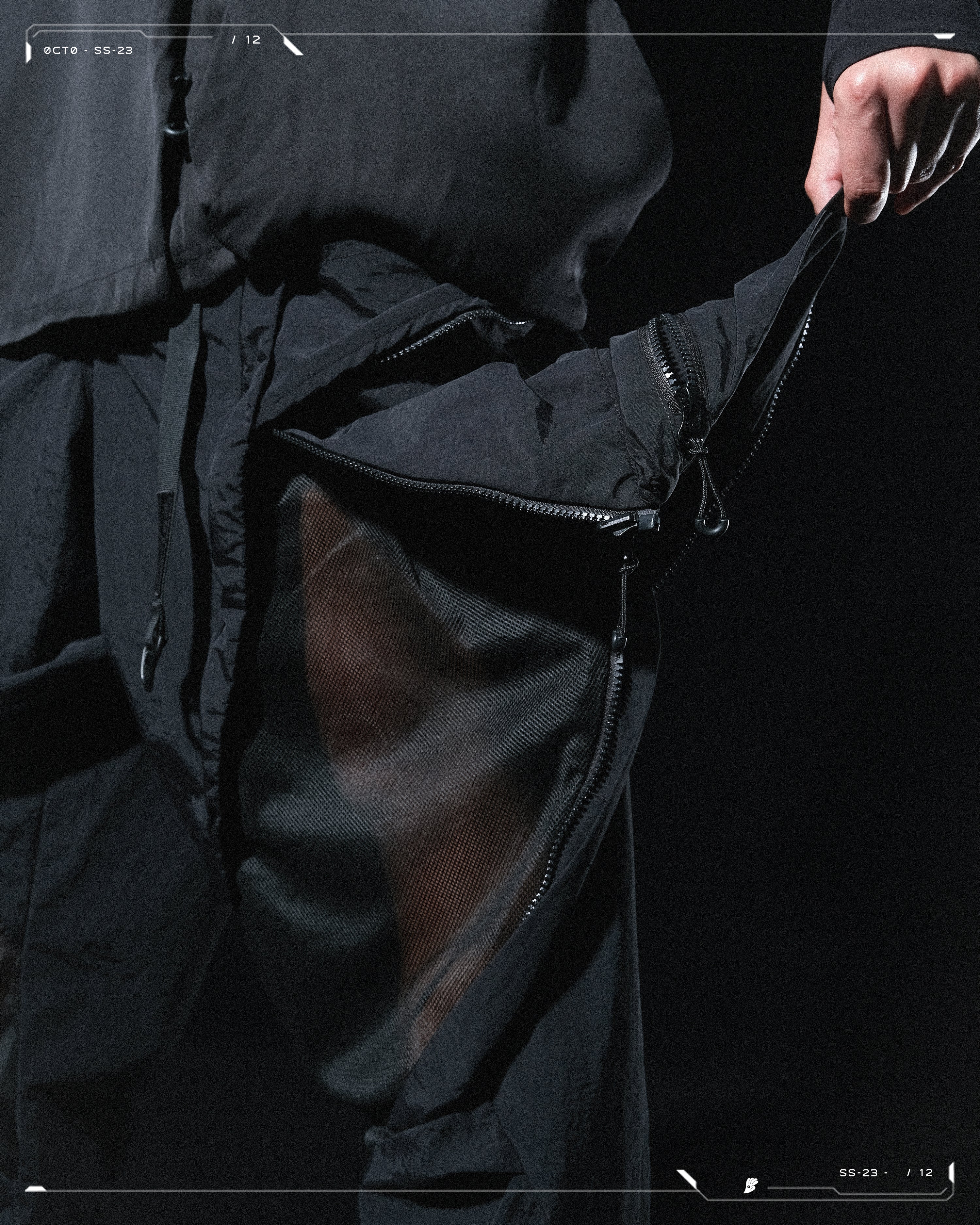 SS23 / 12 —  P23-129 Rollable Pocket Pants  (Black)