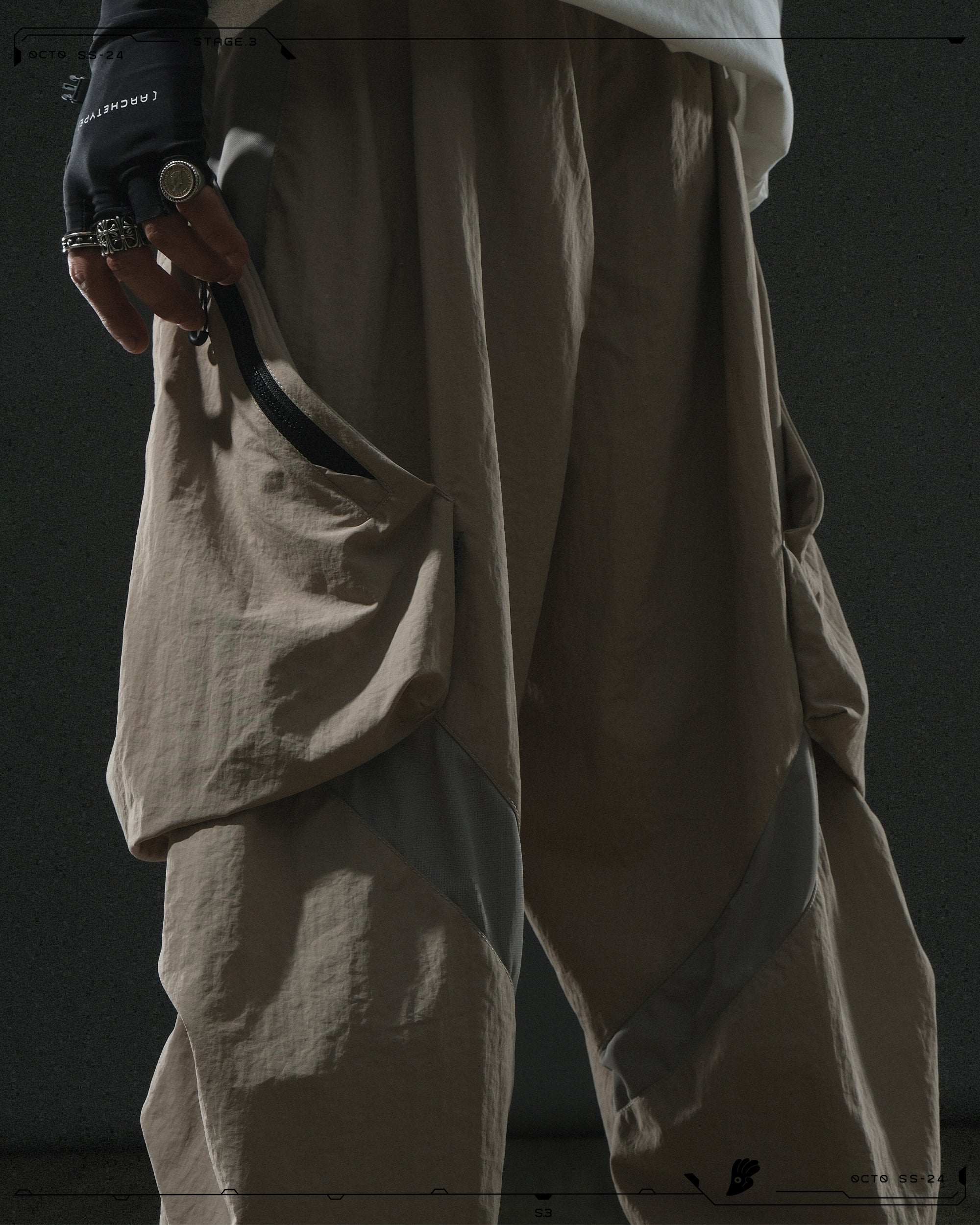S24 / 13 — P -02  Tornado Arc Wide Pants (Smoke Grey)