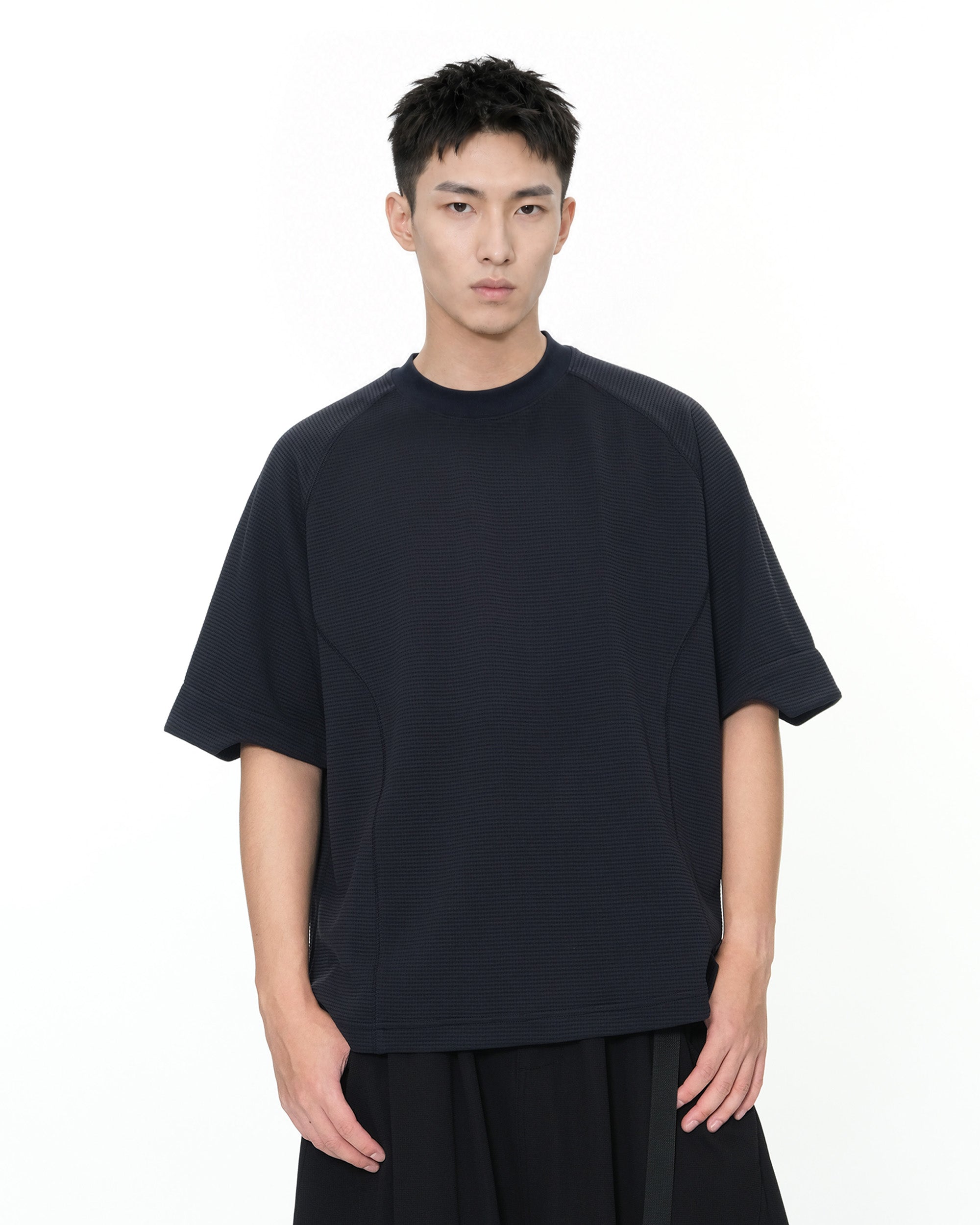 S26-PR-T3 / Light Grid Waffle T-shirt (Dark-Navy)