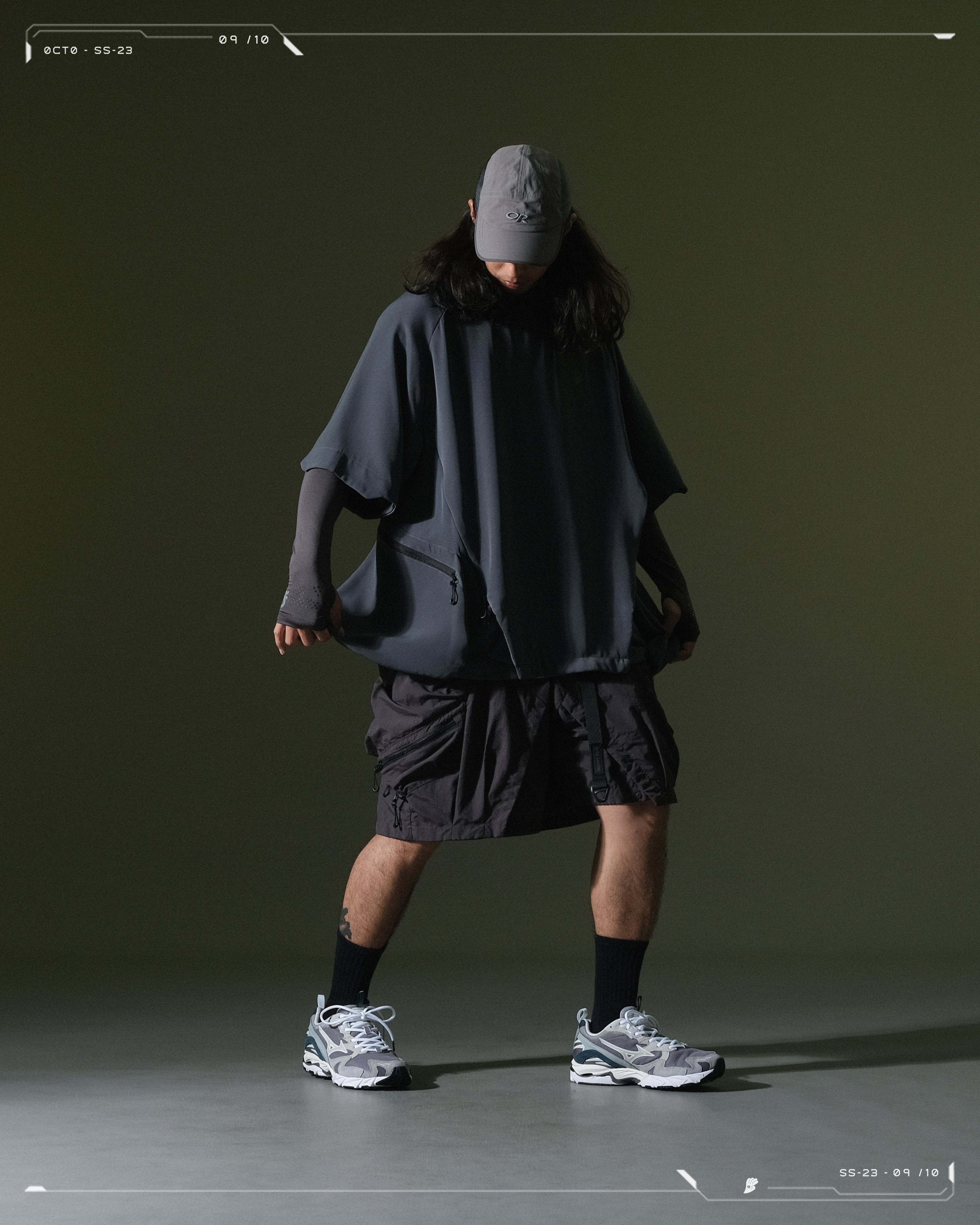 SS23 / 10 —  S23-069 Zip and Breathable Shorts (Dark Grey)