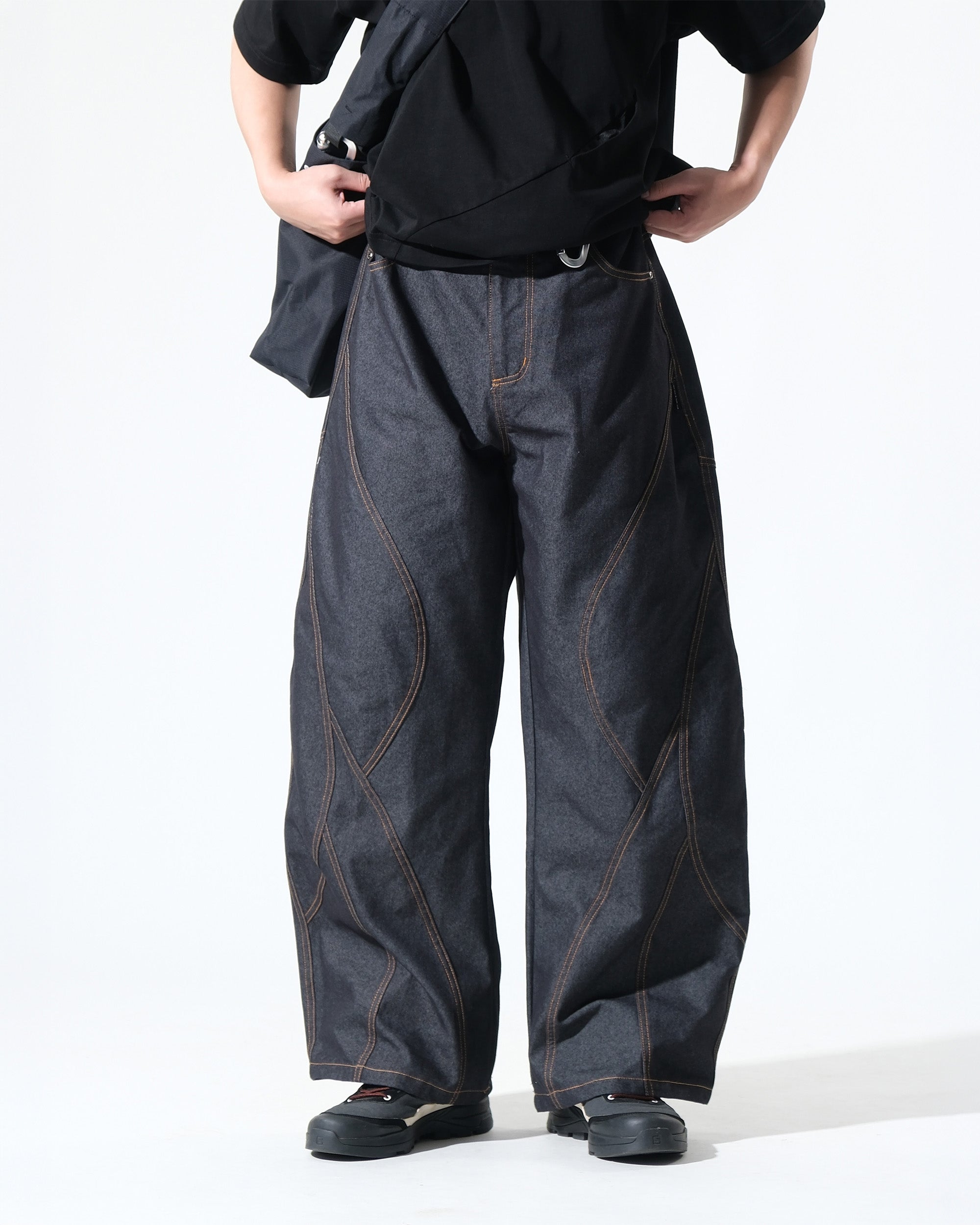 S26-SD3-P / Race Line Denim Pants (N-Black)