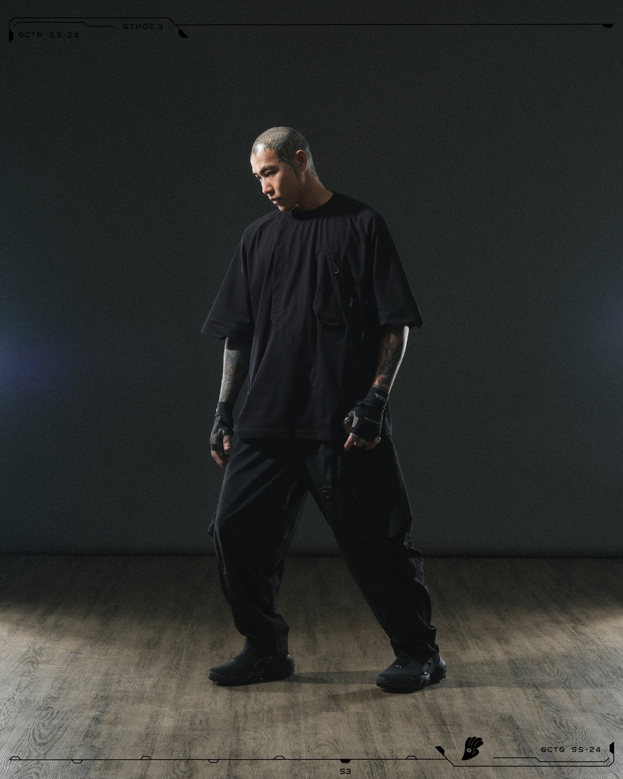 S24 / 13 — P -02  Tornado Arc Wide Pants (Black)