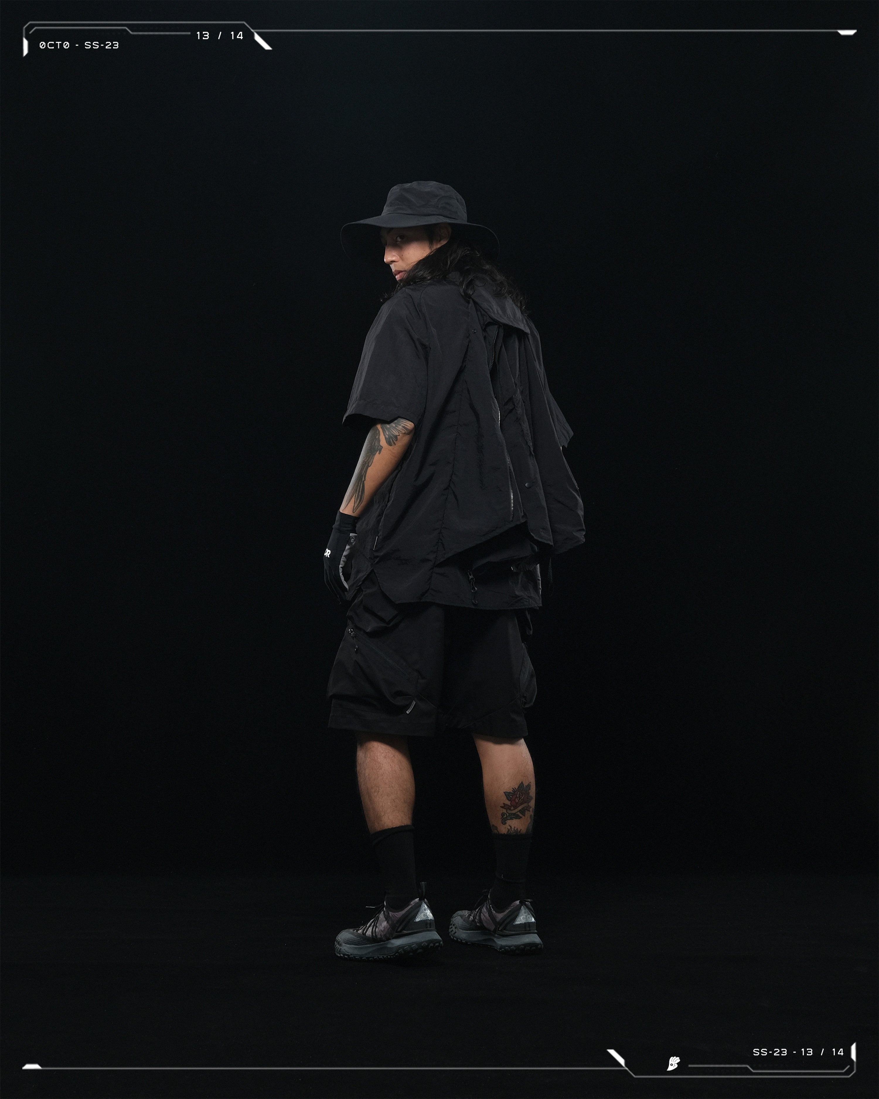 SS23 / 14 —  S23-070 Penetrate Pocket Shorts  (Black)