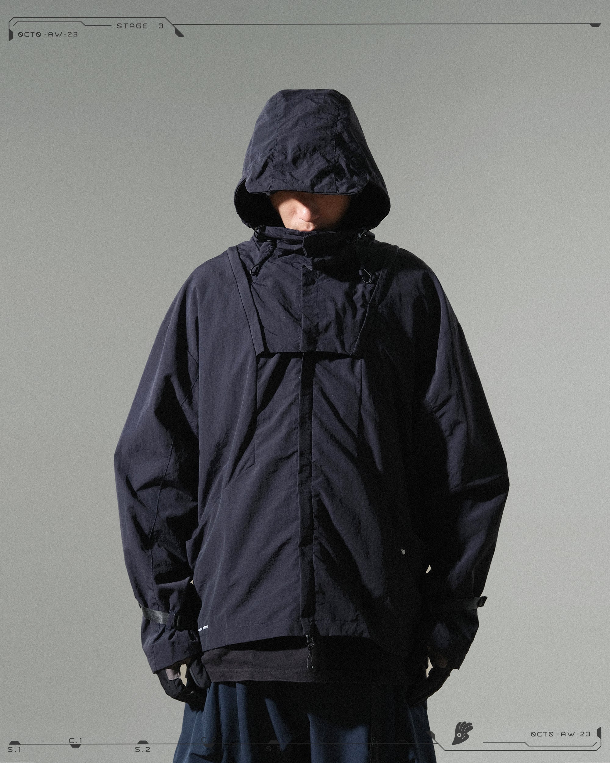 AW23 / 10 — T23-076  Detachable Mighty form Windbreaker (Navy)
