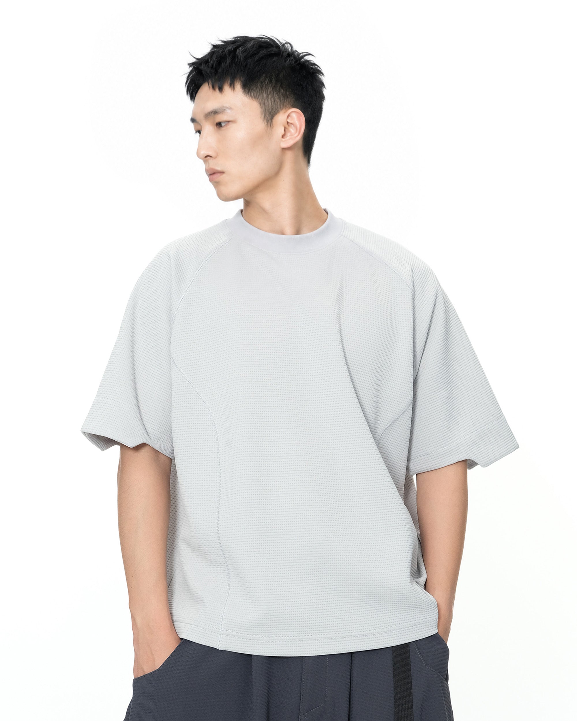 S26-PR-T3 / Light Grid Waffle T-shirt (Grey)