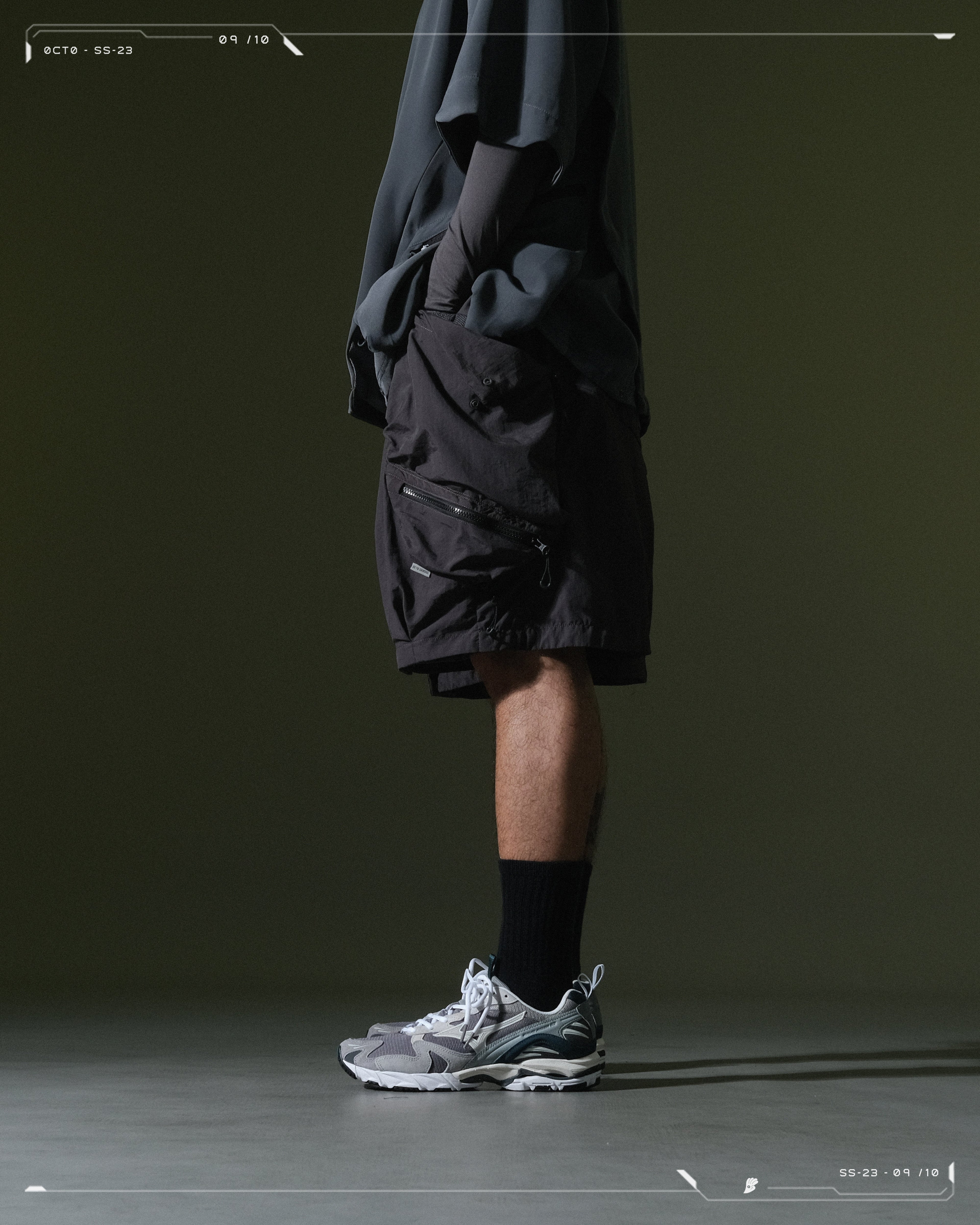 SS23 / 10 —  S23-069 Zip and Breathable Shorts (Dark Grey)