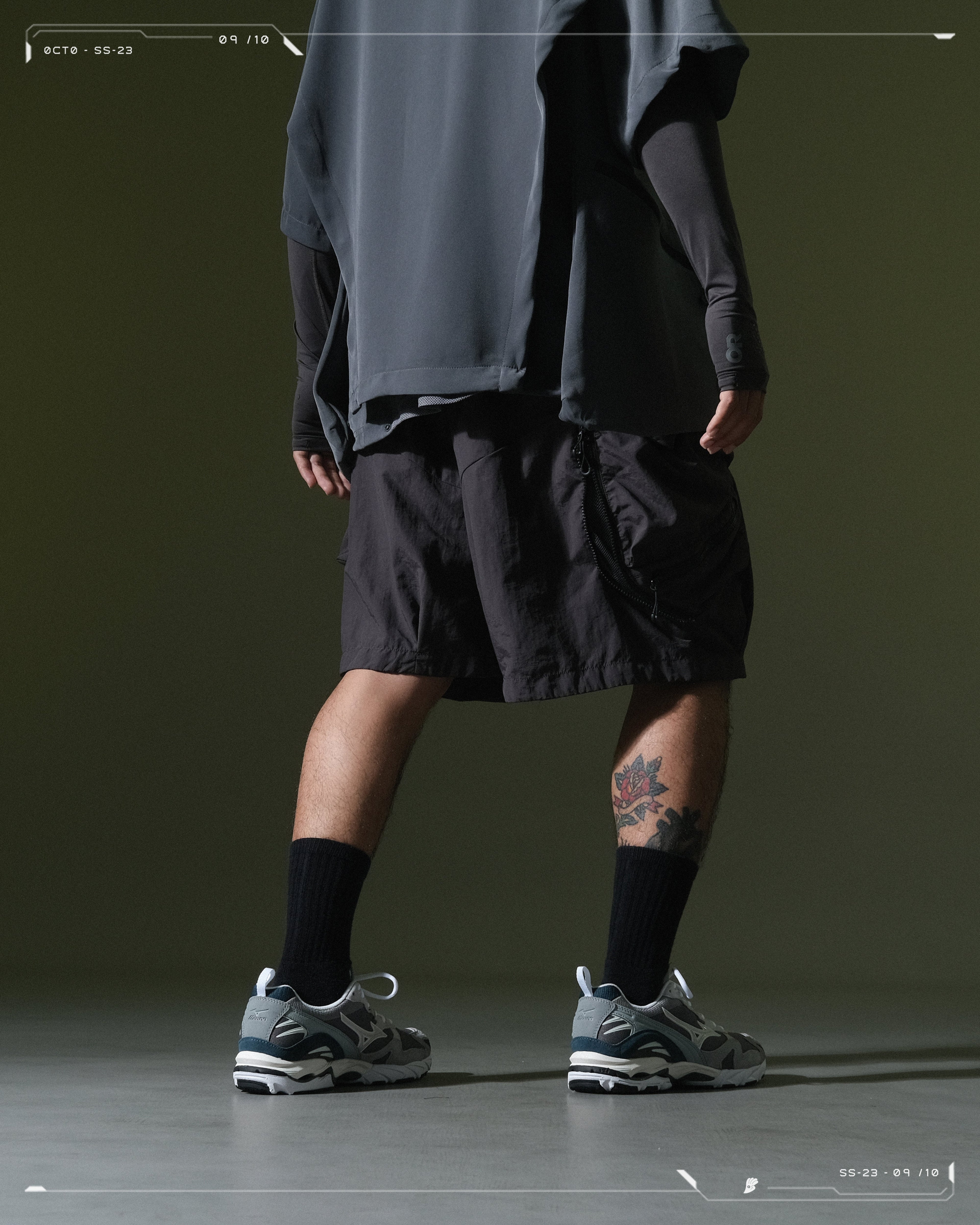 SS23 / 10 —  S23-069 Zip and Breathable Shorts (Dark Grey)