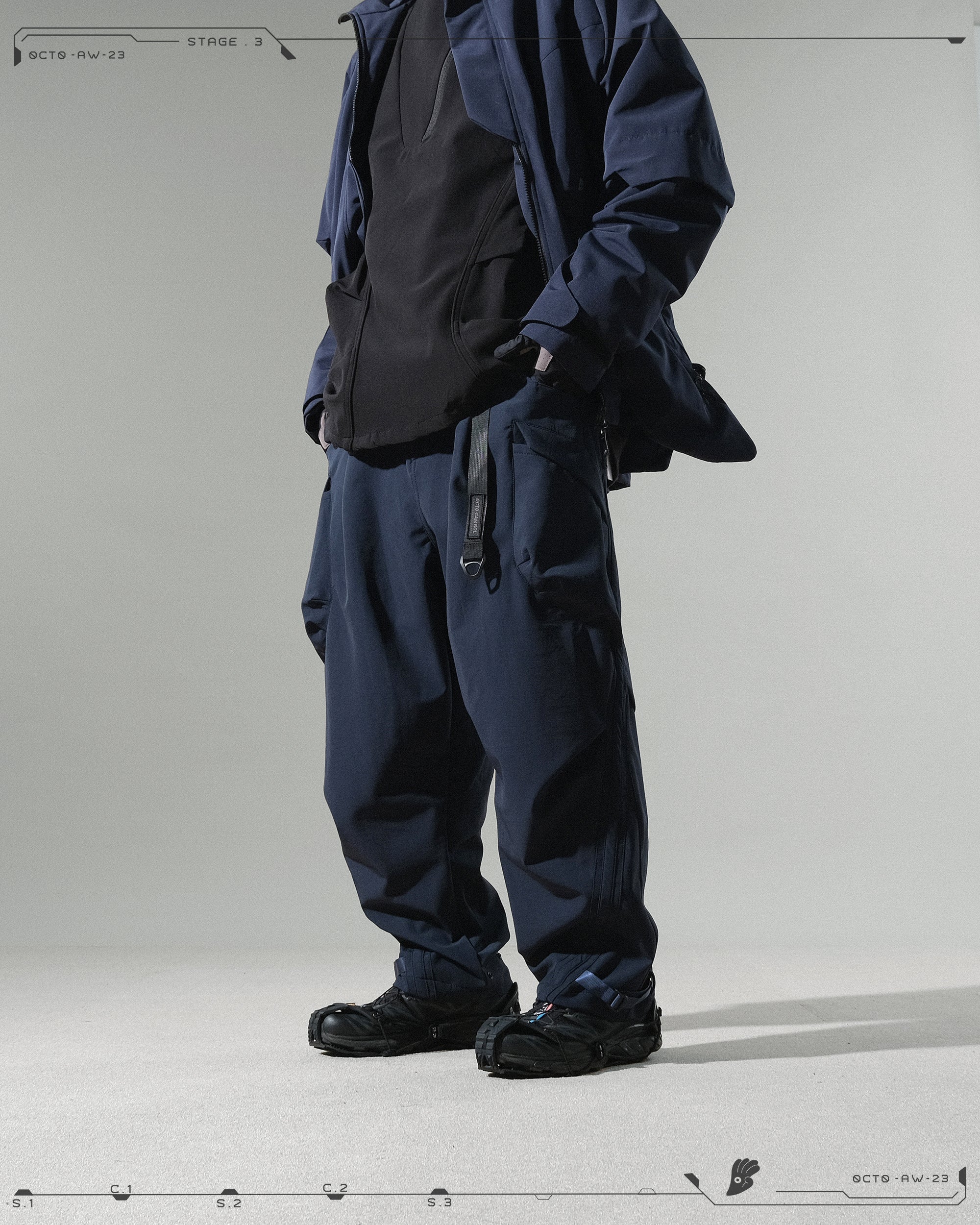 AW23 / 09 —  P23-133  Sukkiri Vertical Pants  (Navy)