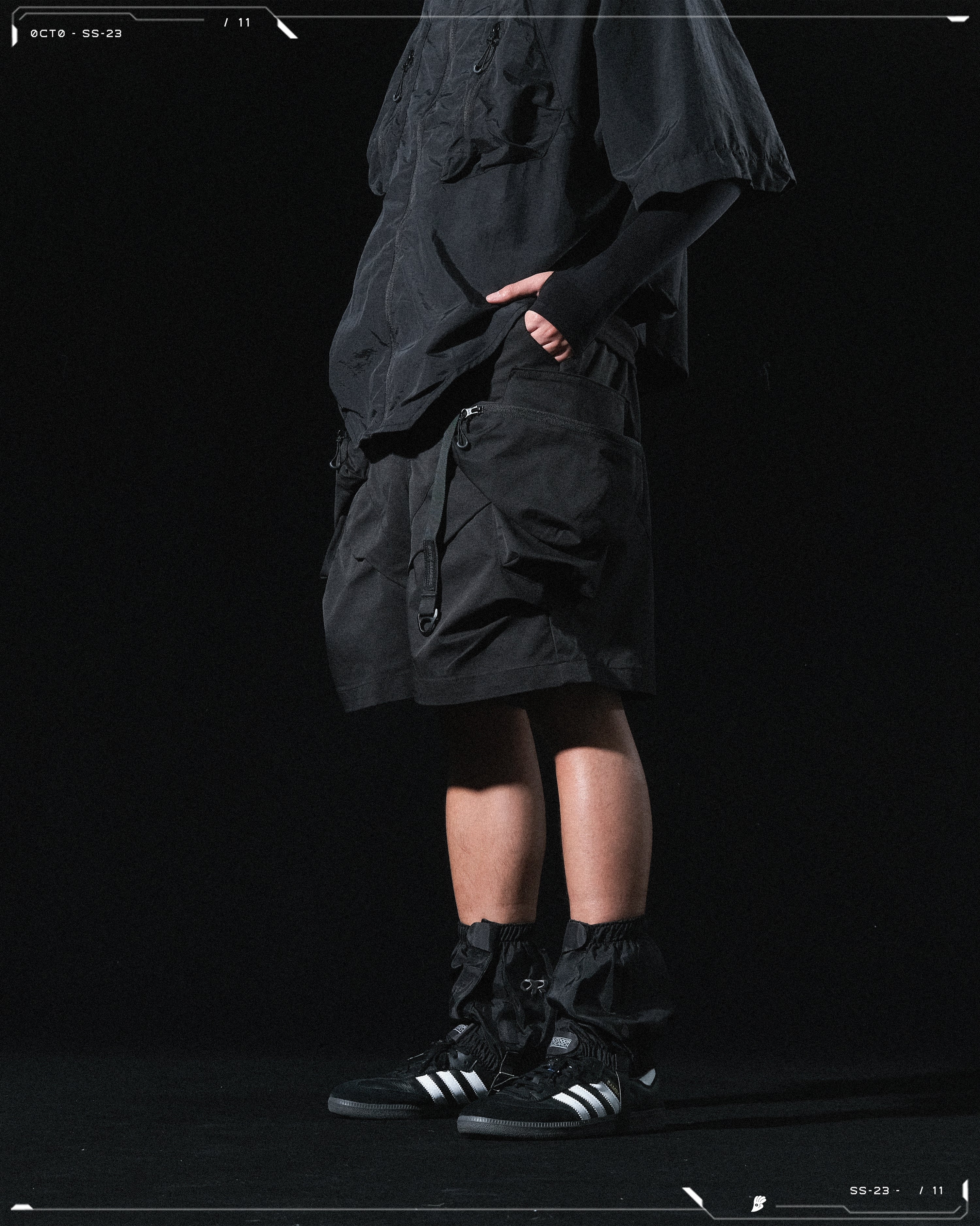 SS23 / 11 —  S23-068 Hollow Pocket Shorts (Black)