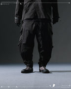 AW23 / 07 —  P23-132  Reverse V-Shape Visor Camber cone Pants  (Black)