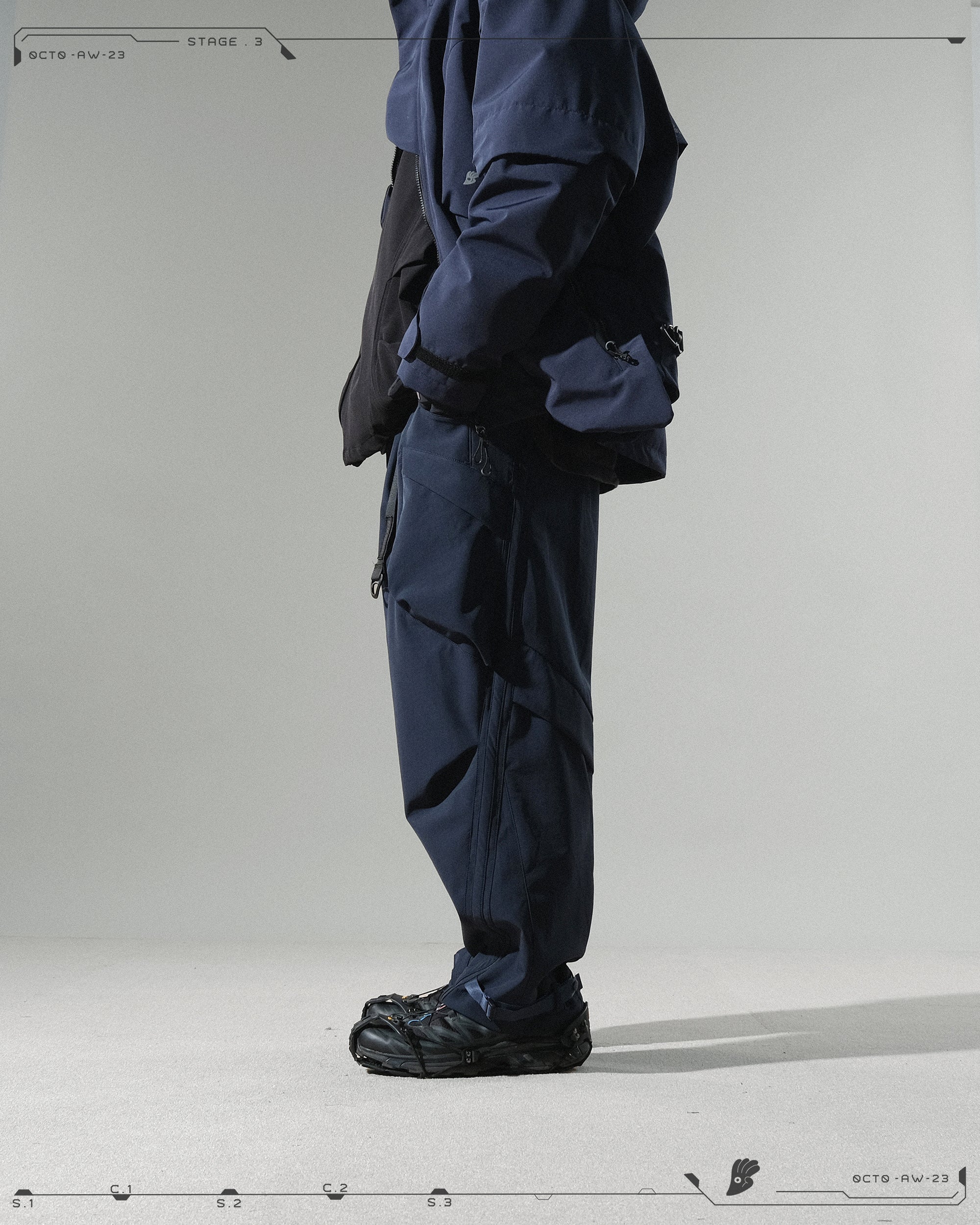AW23 / 09 —  P23-133  Sukkiri Vertical Pants  (Navy)
