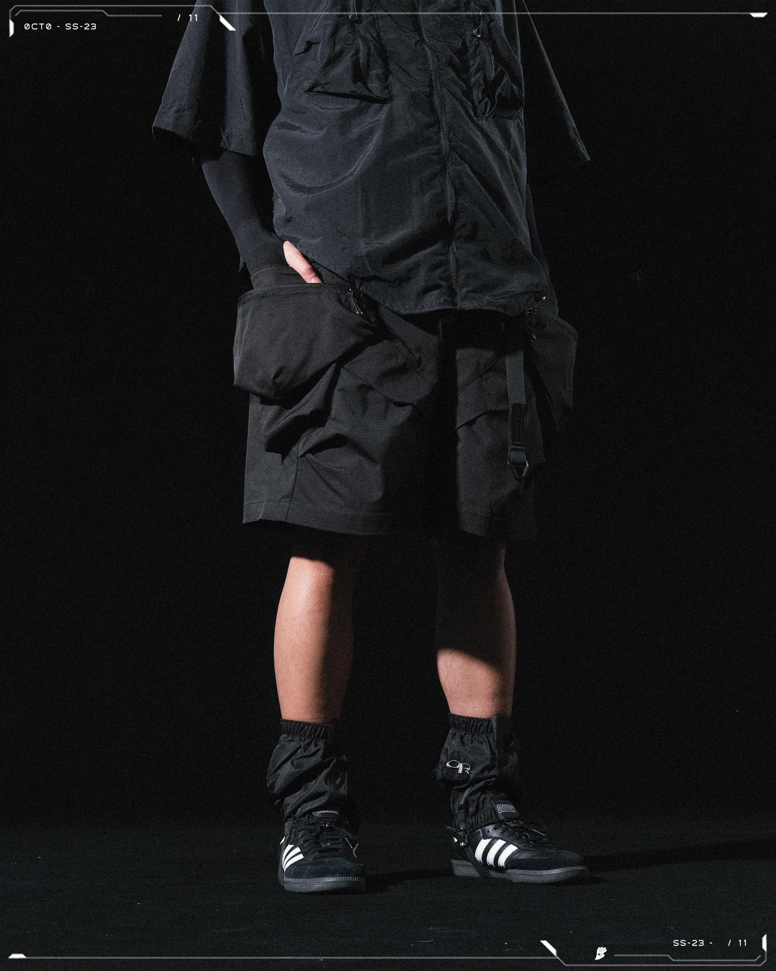 SS23 / 11 —  S23-068 Hollow Pocket Shorts (Black)