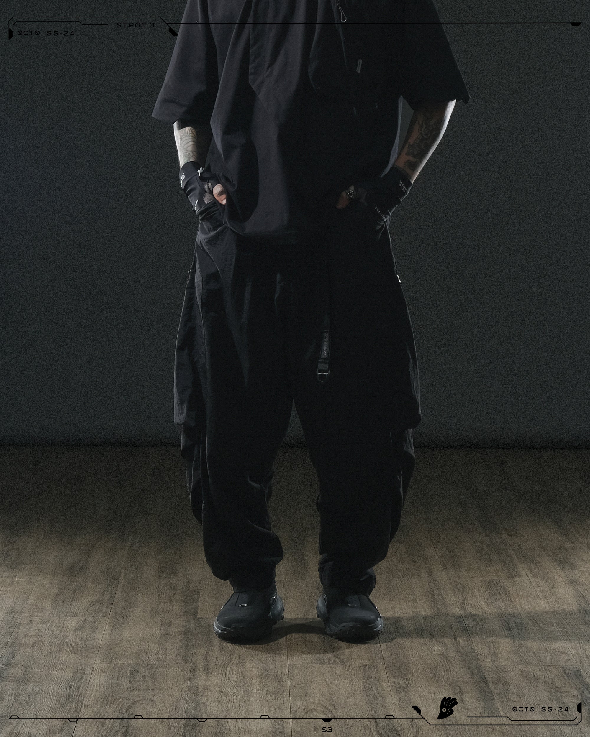 S24 / 13 — P -02  Tornado Arc Wide Pants (Black)
