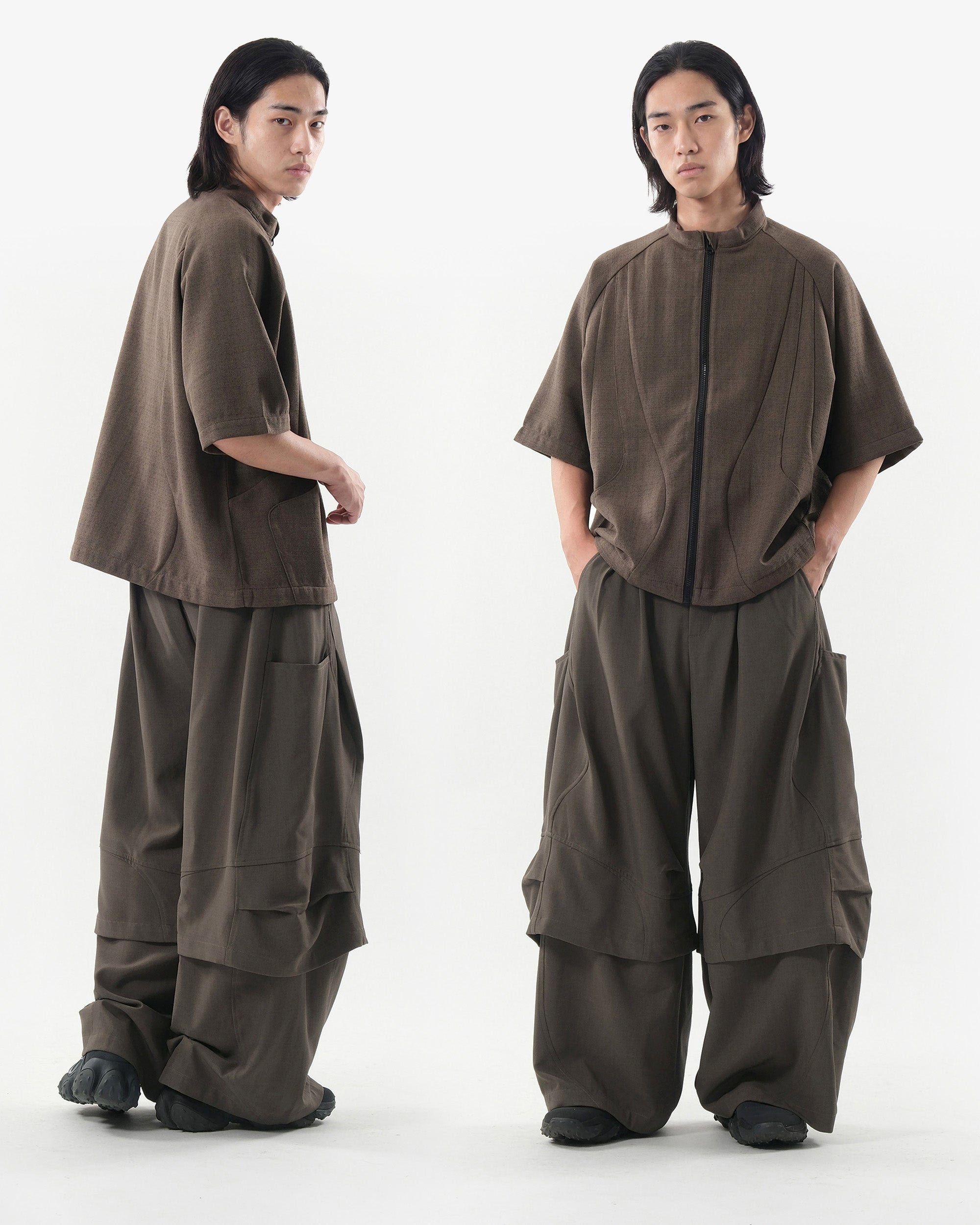S26-SD1-P / Layered Wide Pants (Brown)