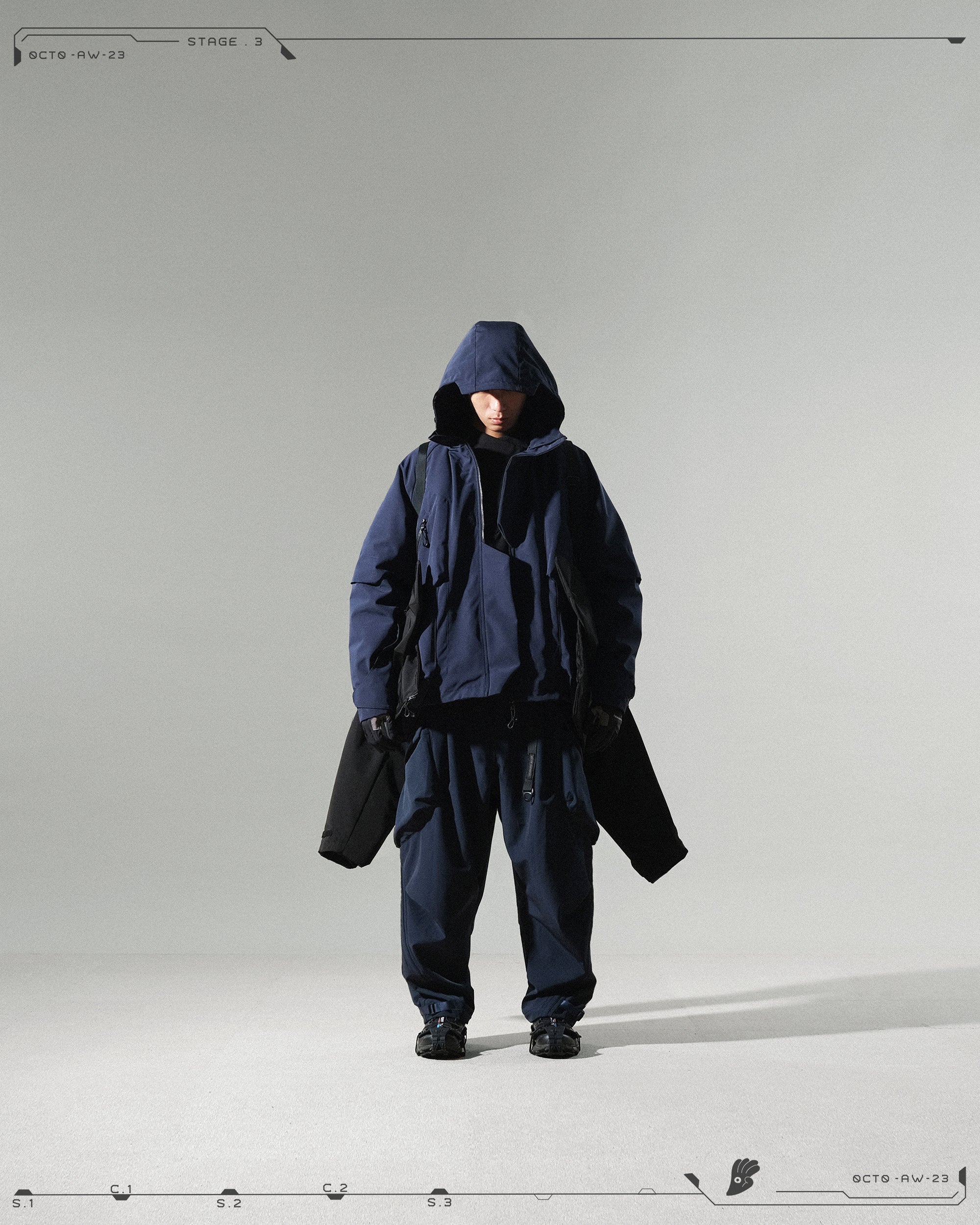AW23 / 08 —J23-028  Radial Visor Windbreaker (Navy)