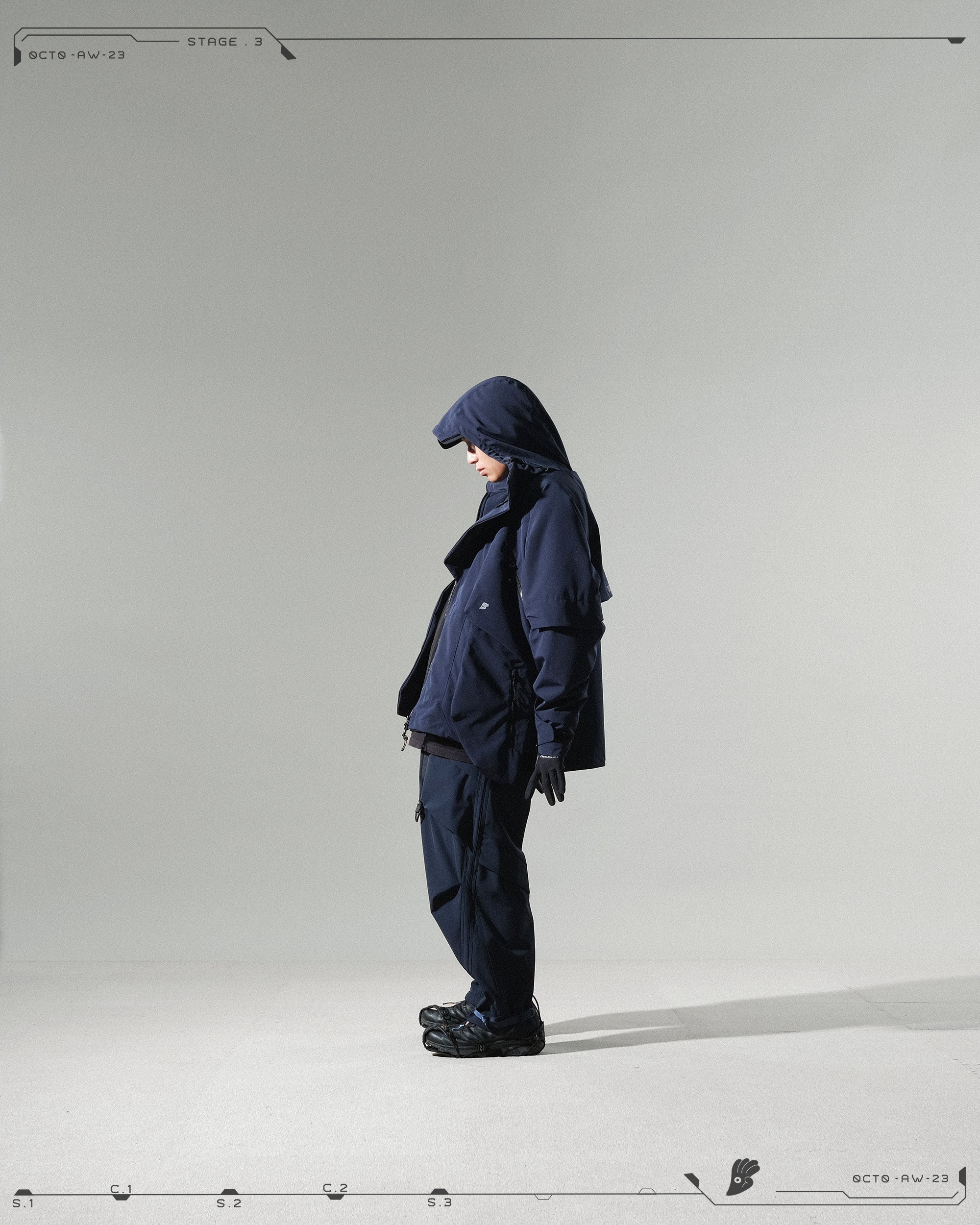 AW23 / 08 —J23-028  Radial Visor Windbreaker (Navy)