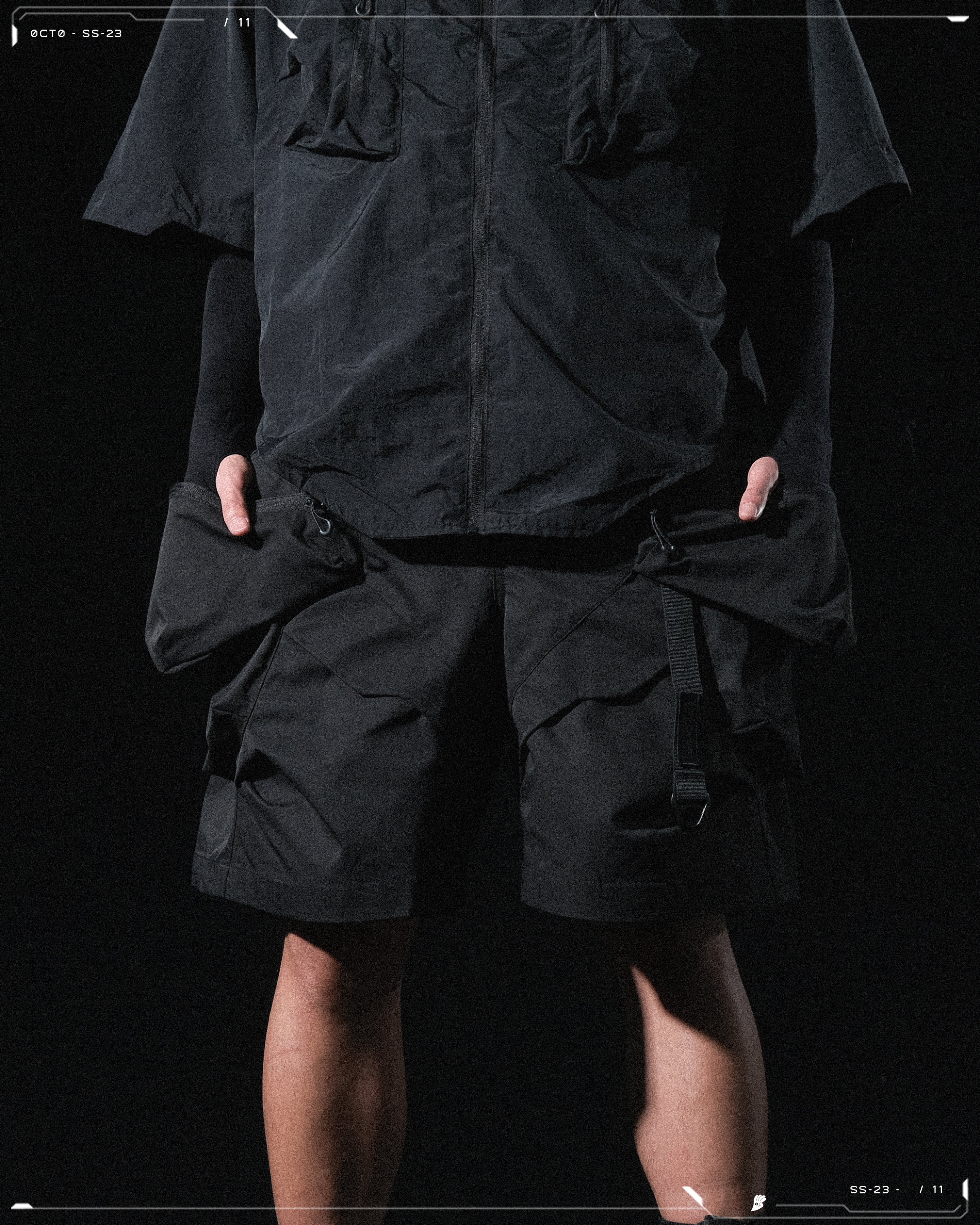 SS23 / 11 —  S23-068 Hollow Pocket Shorts (Black)