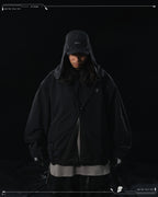 AW23 / 01 — T23-073  Trapezoidal Stereo Visor Shirt (Black)