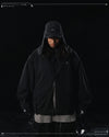 AW23 / 01 — T23-073  Trapezoidal Stereo Visor Shirt (Black)