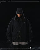 AW23 / 01 — T23-073  Trapezoidal Stereo Visor Shirt (Black)