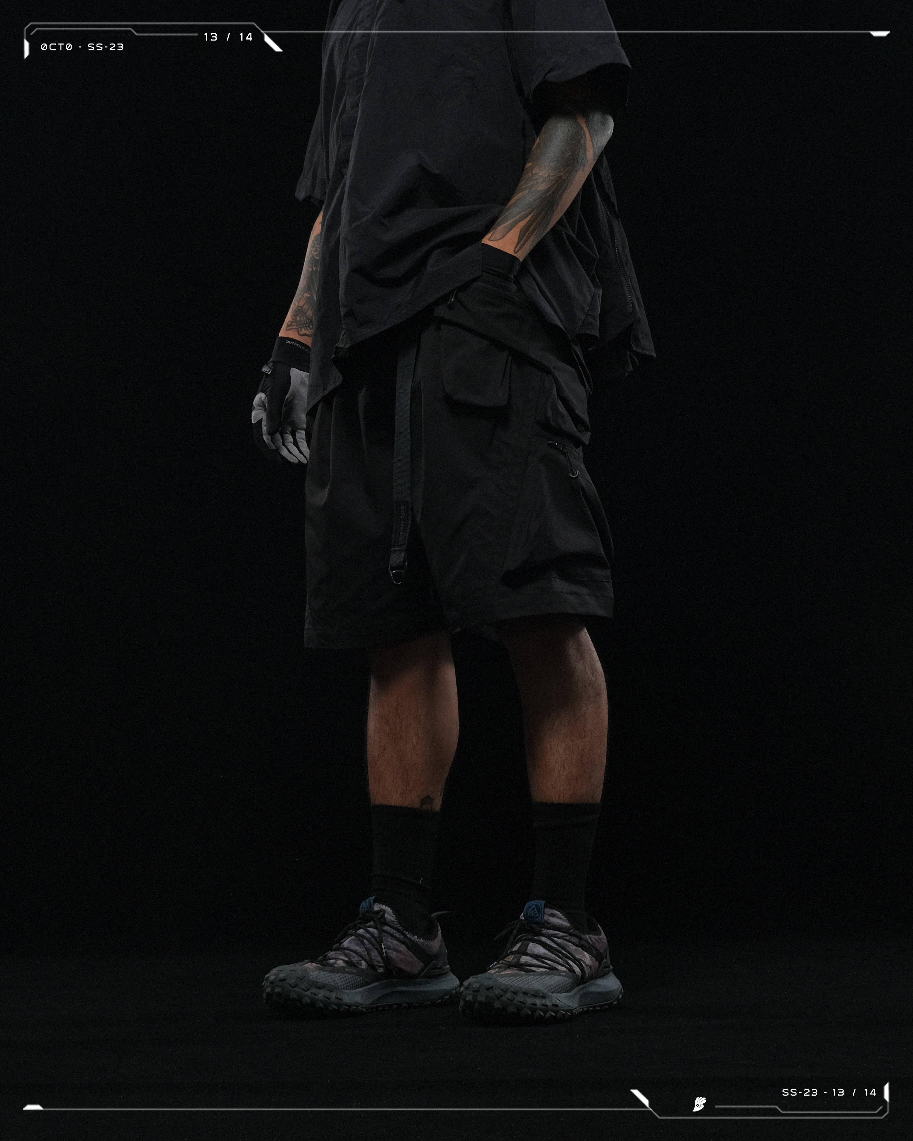 SS23 / 14 —  S23-070 Penetrate Pocket Shorts  (Black)