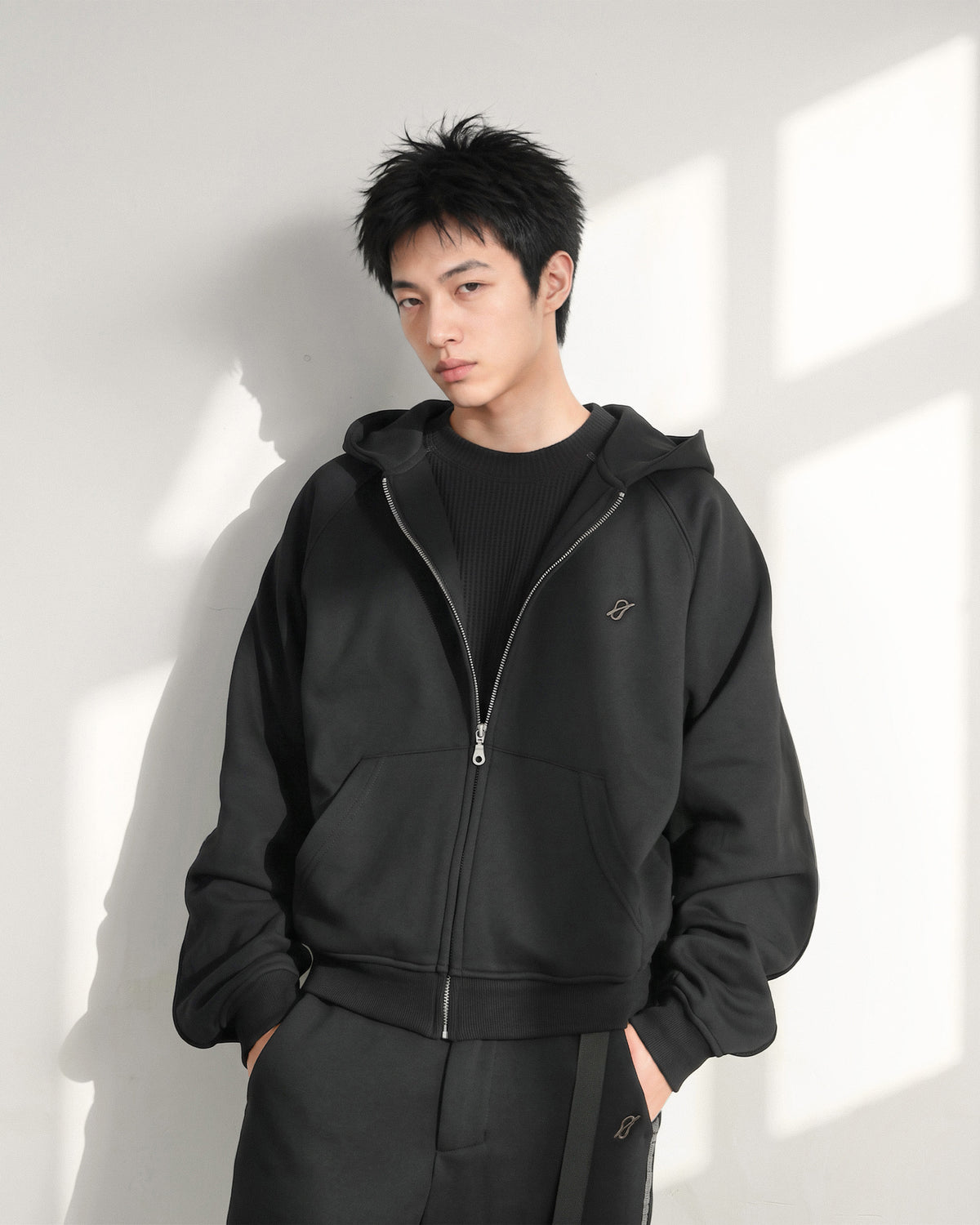 A26-PR-Z / Arc Seam Zip Hoodie (Black)