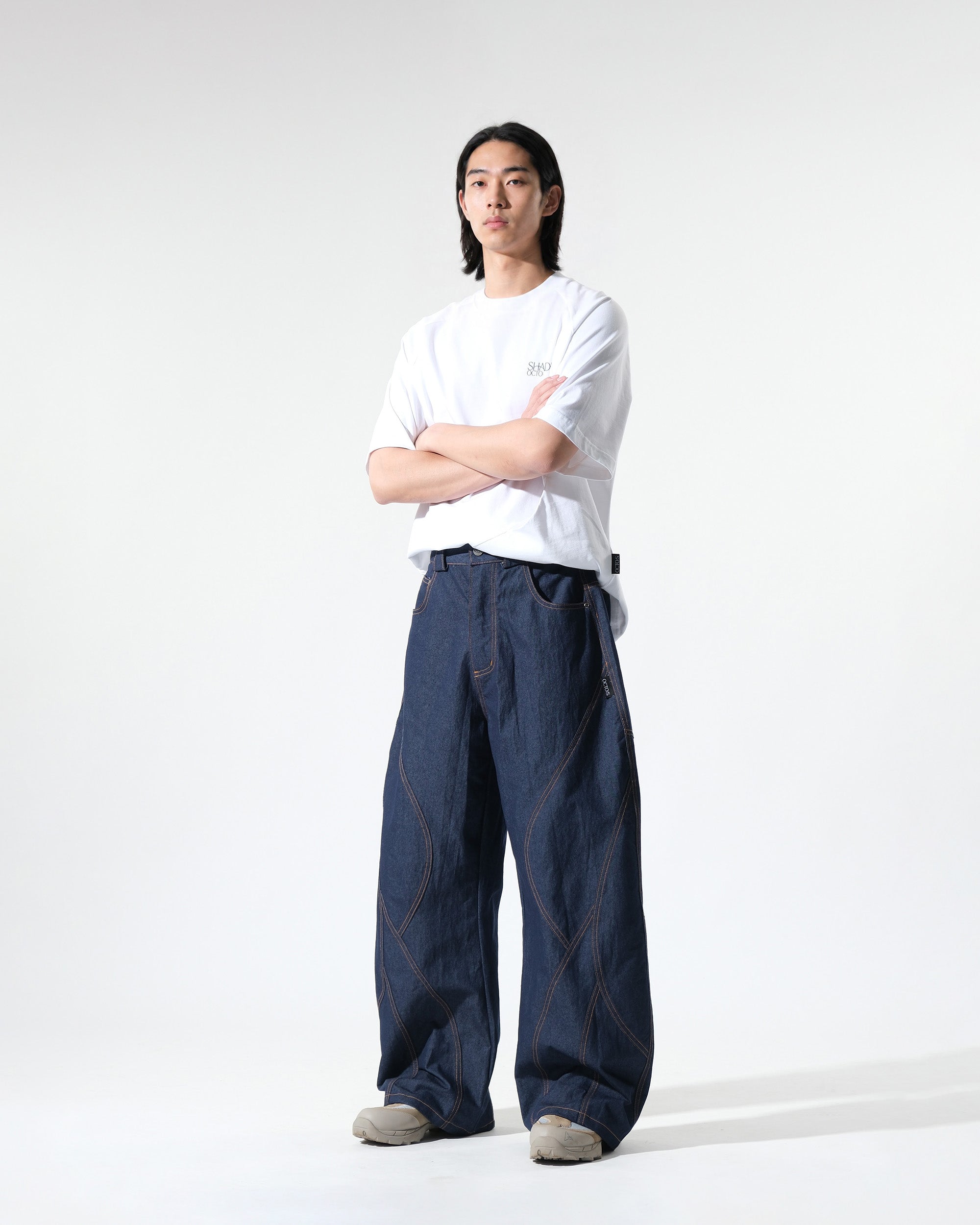 S26-SD3-P / Race Line Denim Pants (Navy)