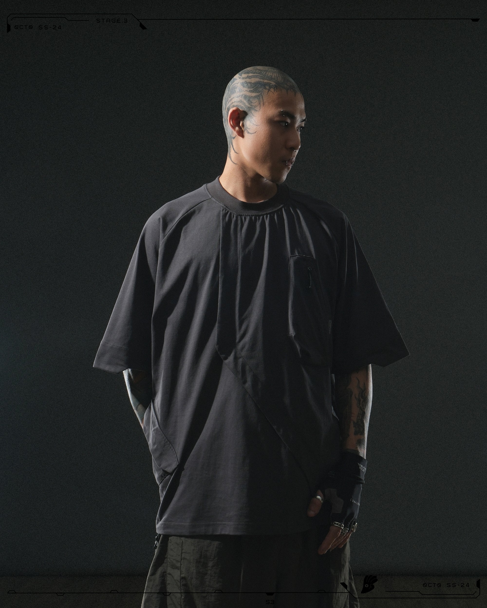 S24  / 12 —  T-04  Trapezoid Sukkiri T-shirt  (Grey)