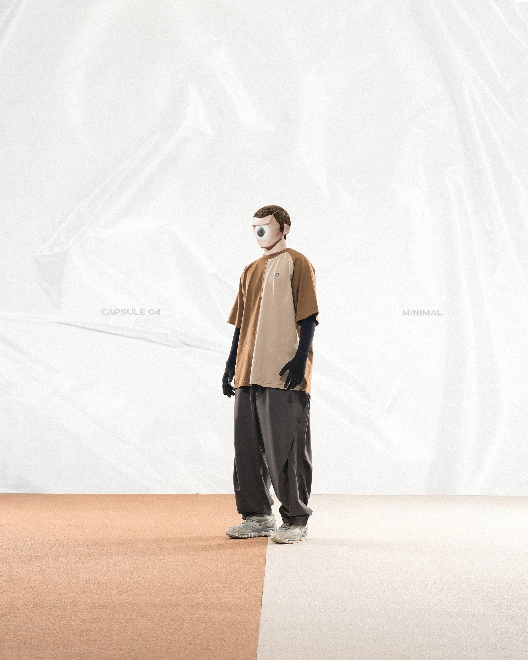 S24  / C-04-T   Dual Stitching Oversized T-shirt  (Brown)