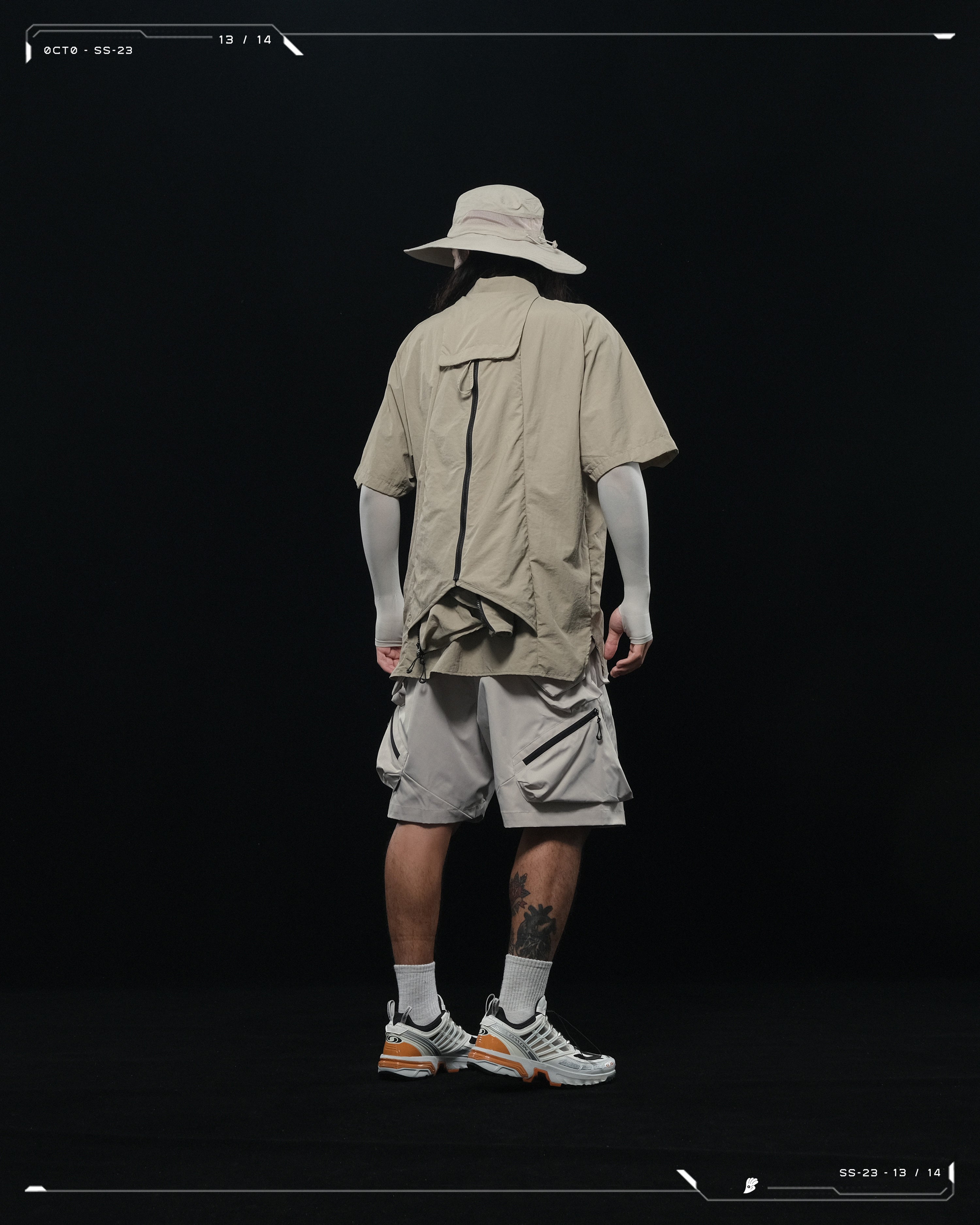 SS23 / 13 — T23-072 All-in-one Vest Shirt (Khaki)