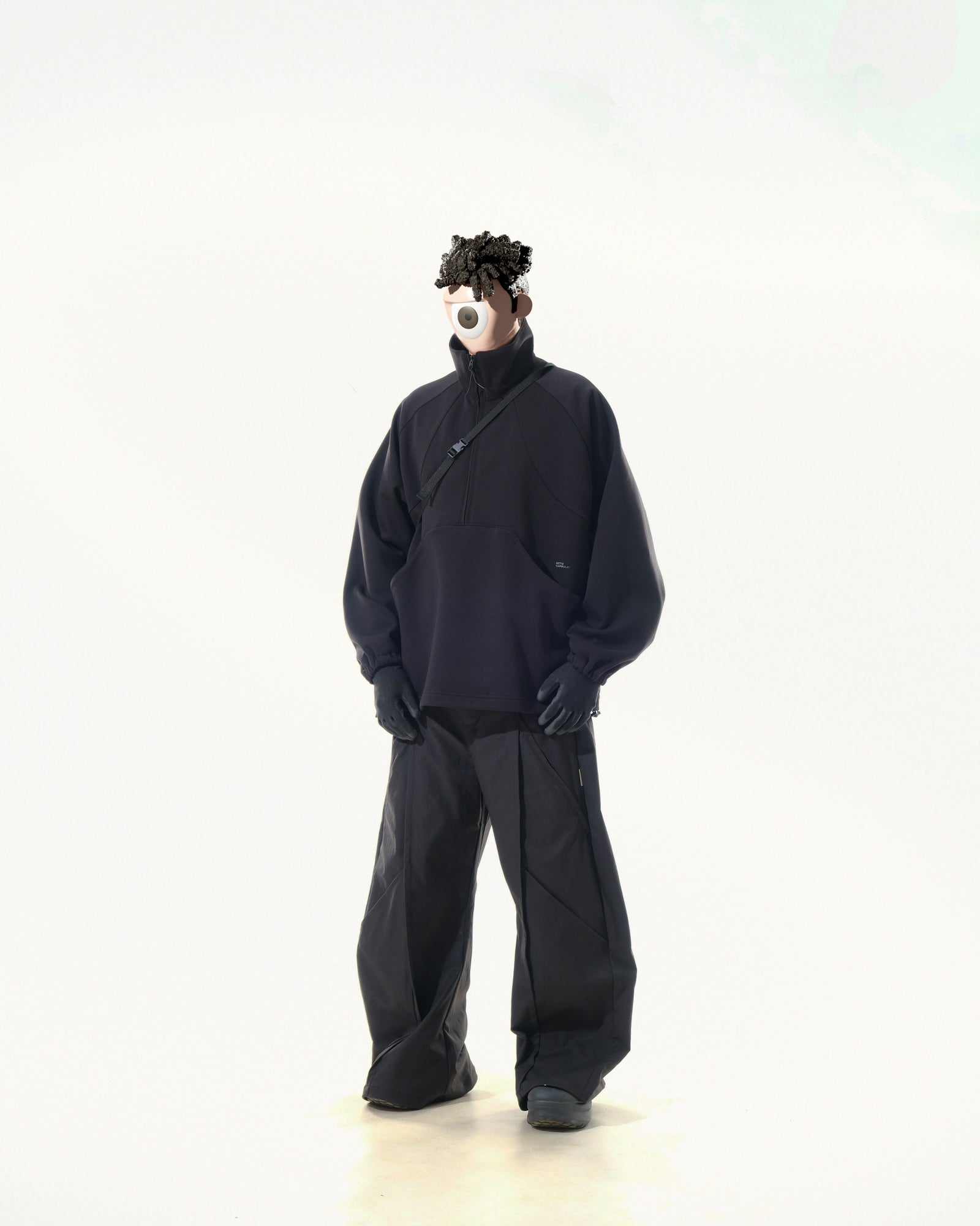 C2/ A25-C02-H Shifted Arc Pullover (Black)
