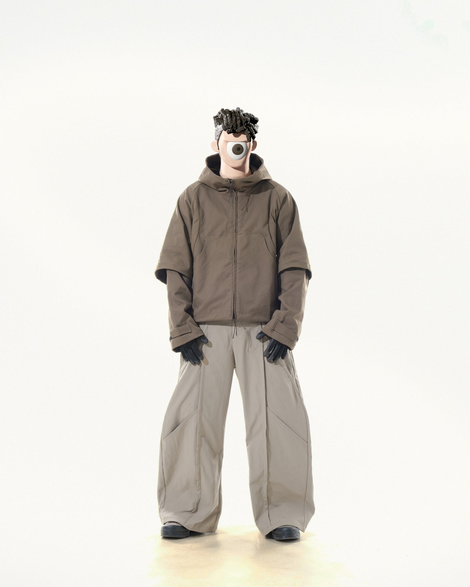 C2/ A25-C02-J Shifted Layered Jacket (Brown)