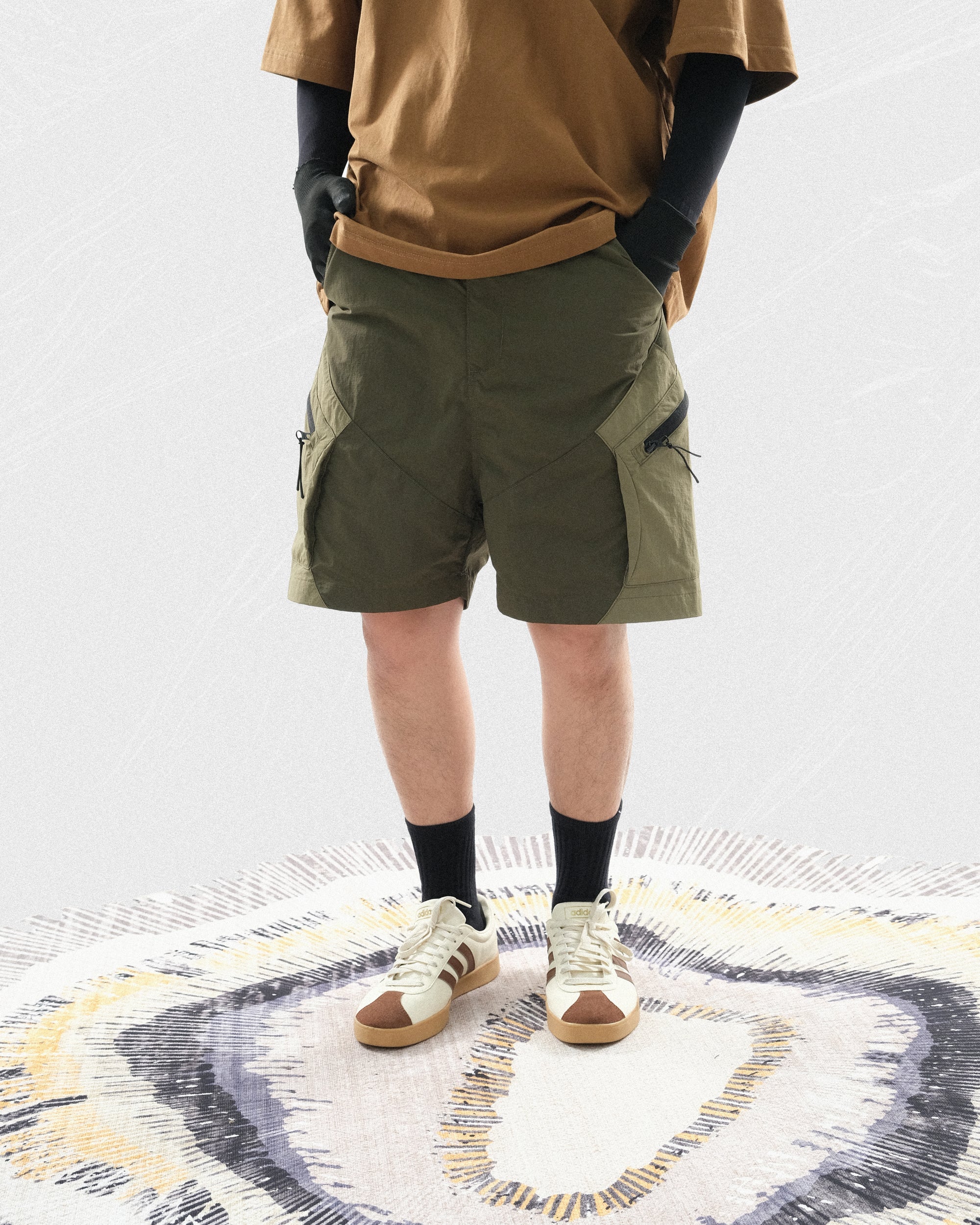S24 / C-02-S  ROAM Curved Shorts (Khaki Green)