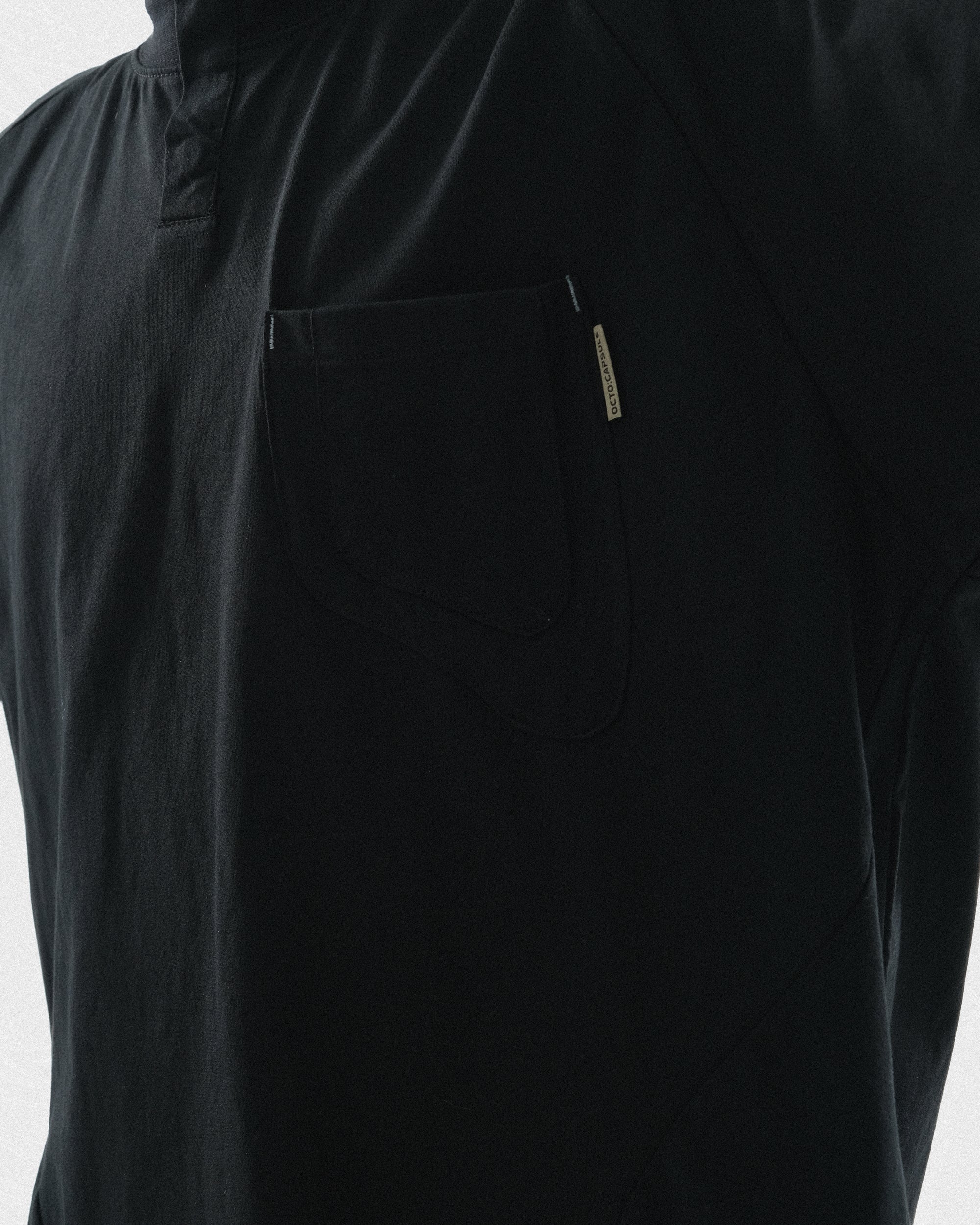 S24  / C-02-T2   ROAM Henry Collar T-shirt  (Black)