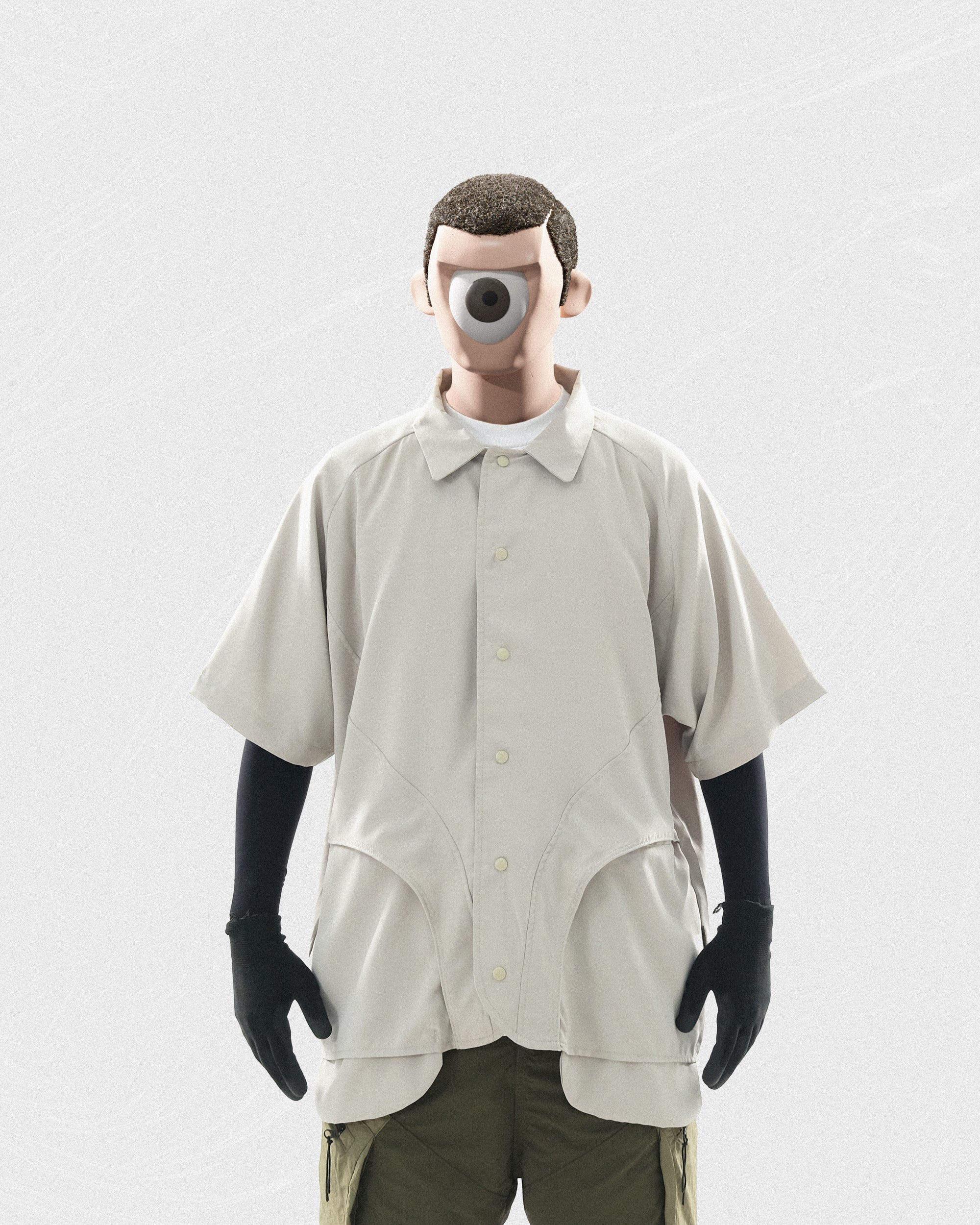 S24  / C-02-ST  ROAM Curved Bowling Shirt  (Stone Khaki)