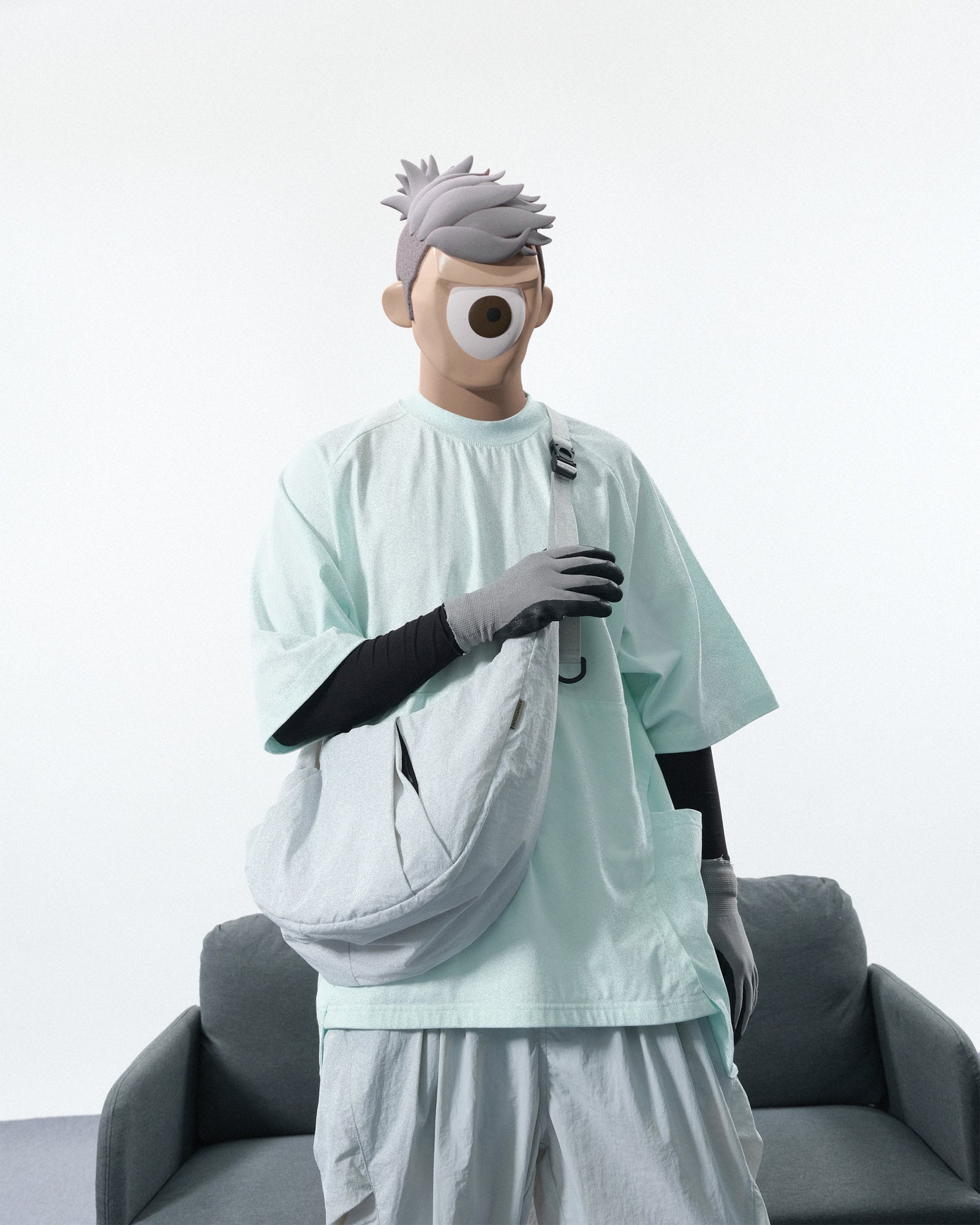 S24 / C-01B  TYPE OF SCALE Crossbody Bag (Bright Grey)