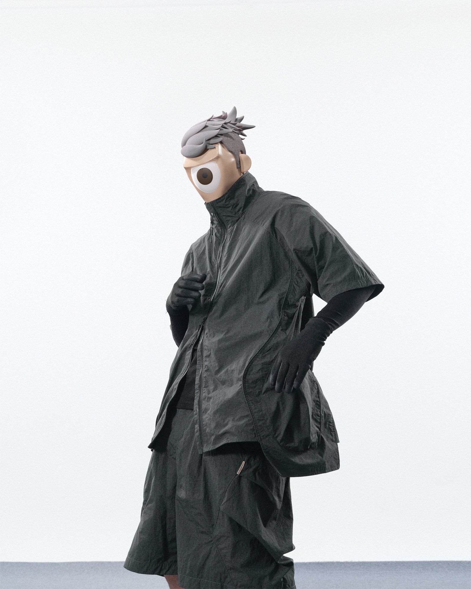 S24  / C-01ST  TYPE OF SCALE Zip Shirt  (Shadow Grey)