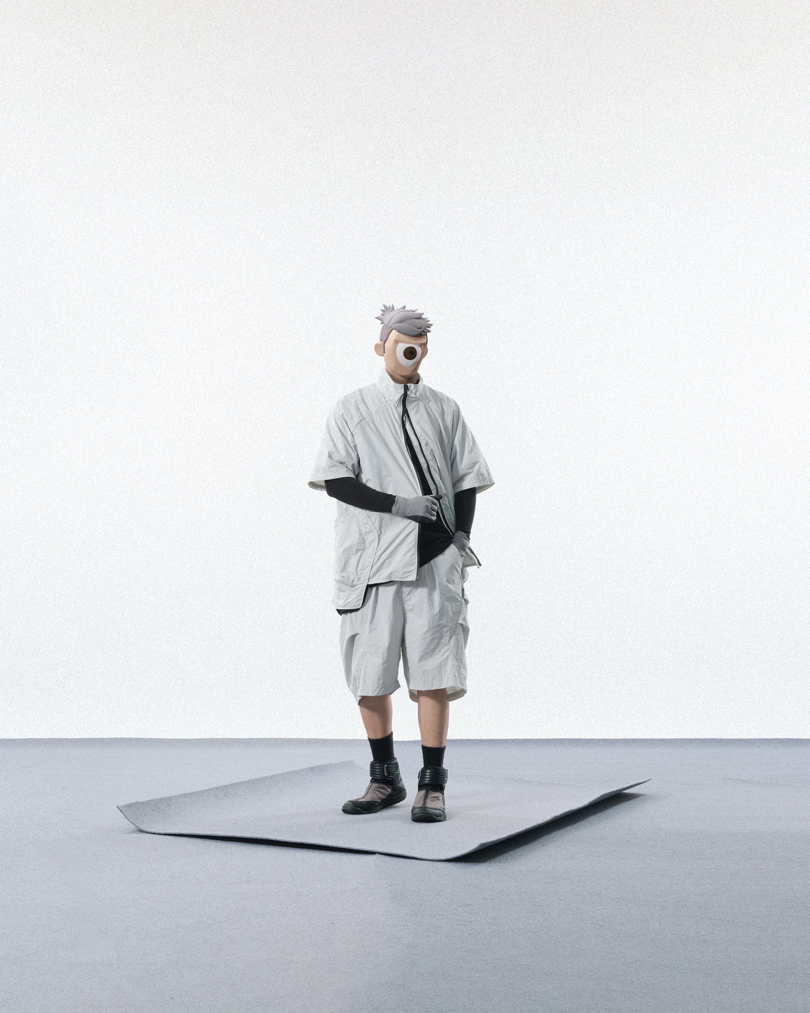 S24  / C-01ST  TYPE OF SCALE Zip Shirt  (Bright Grey)