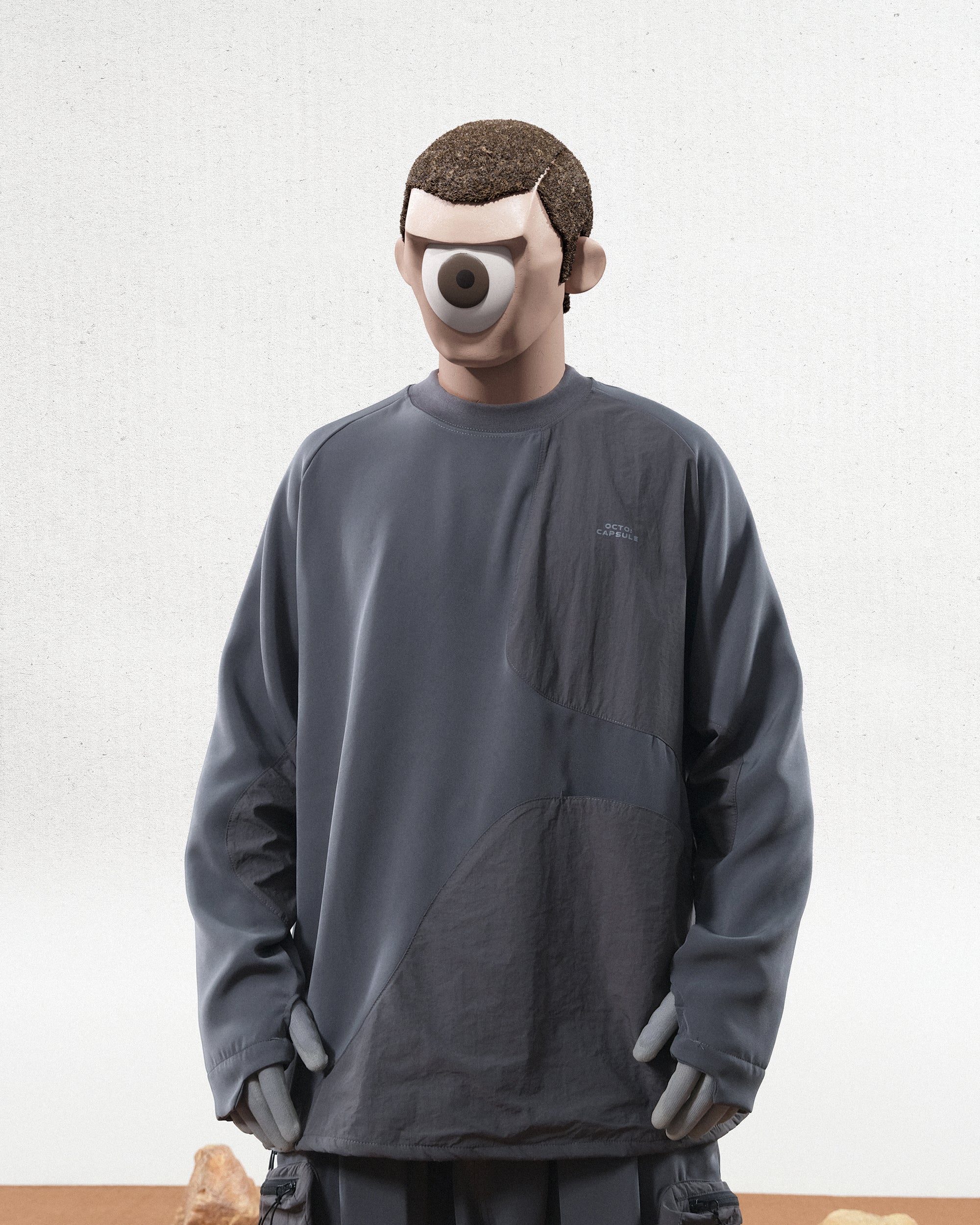 Capsule 03 / CST-124 Psammite Nylon Long Sleeve T-shirt  (Stone Grey)