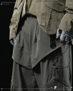 AW23 / 02 —  P23-130 Trapezoidal V-Shape Visor Arc Wide Pants  (Pewter Green)