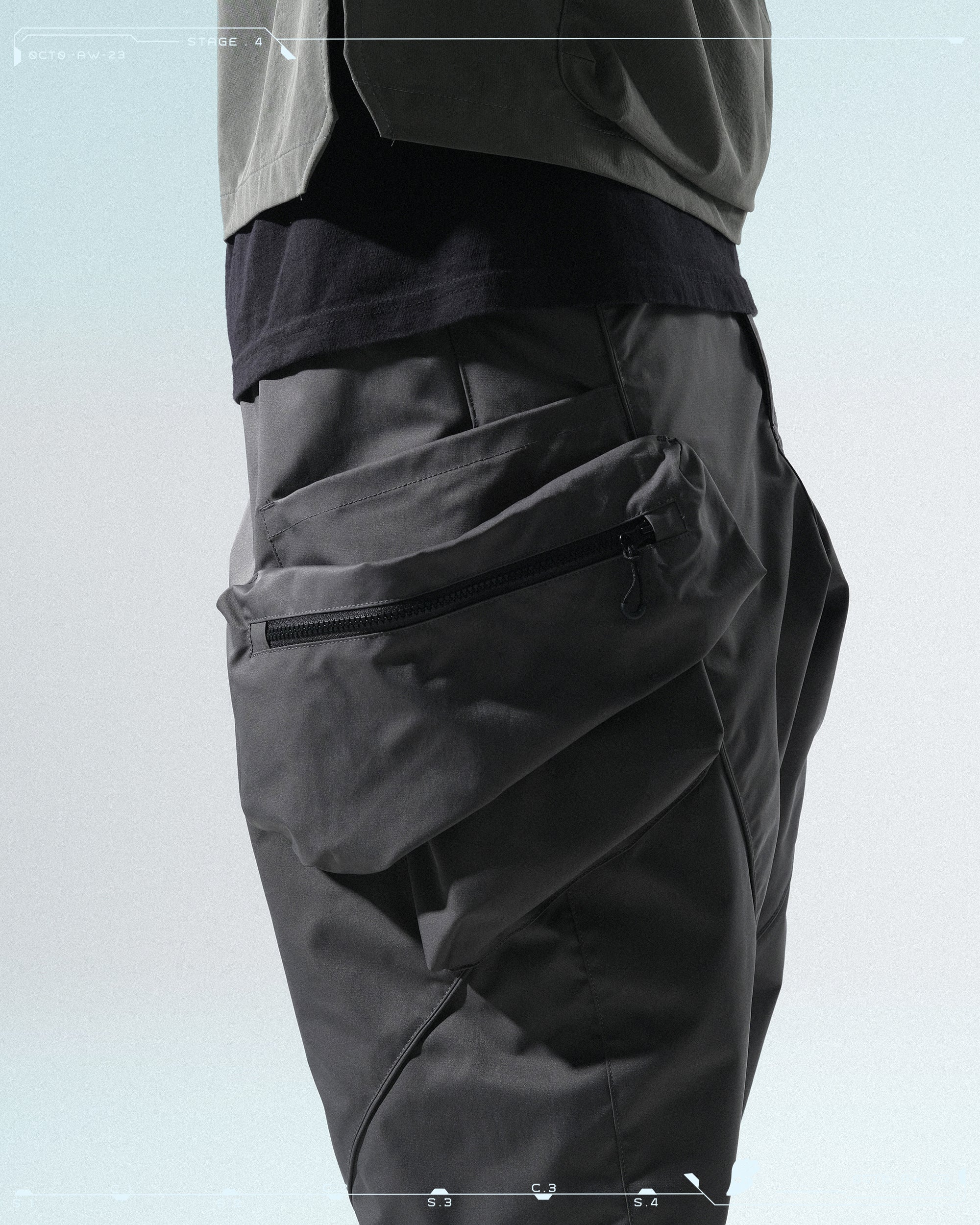 AW23 / 12 —  P23-134 Hollow Pocket Access Orb Pants  (Dark Grey)