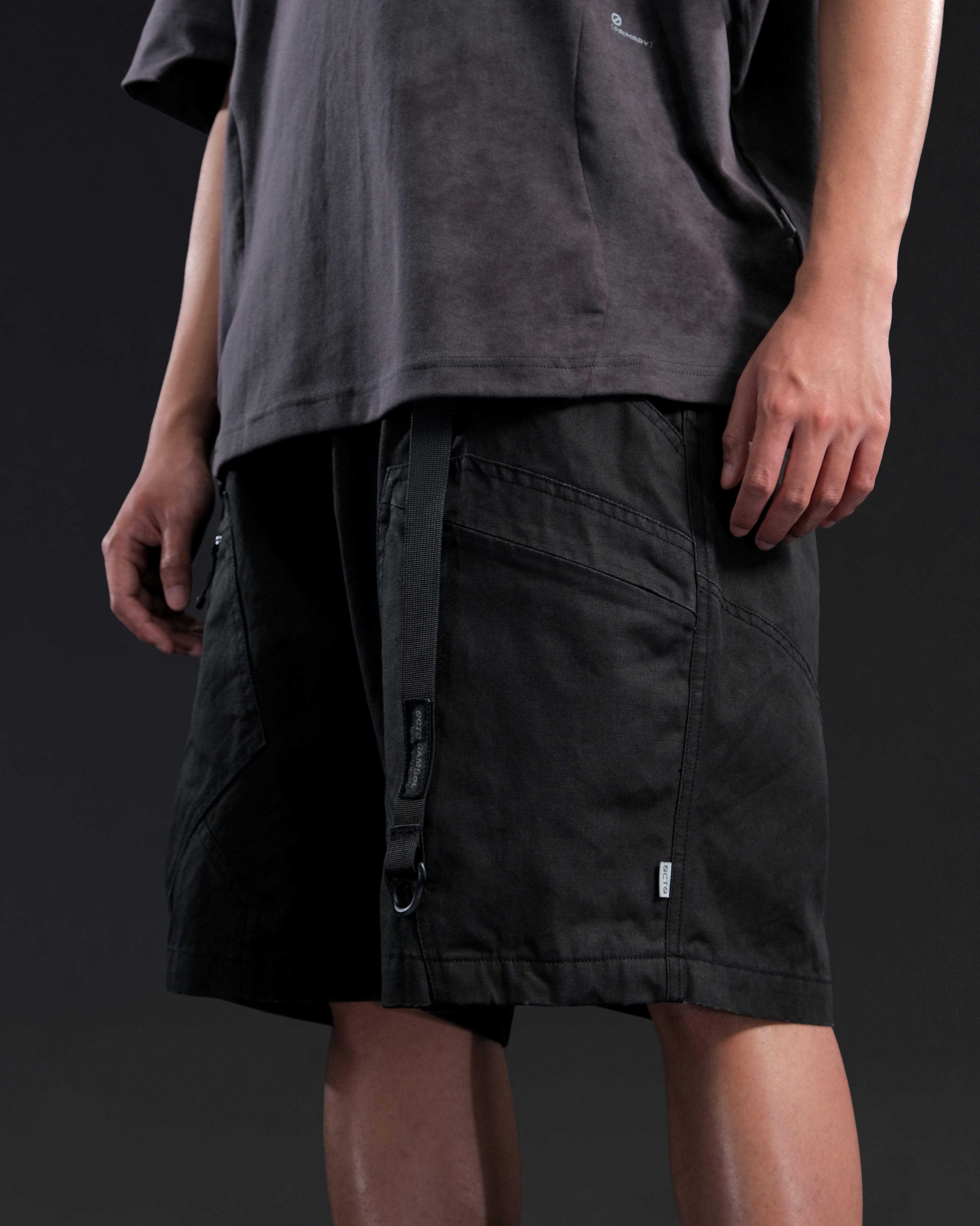 S26-PR-S1/ Light Twill Utility Shorts (Black)