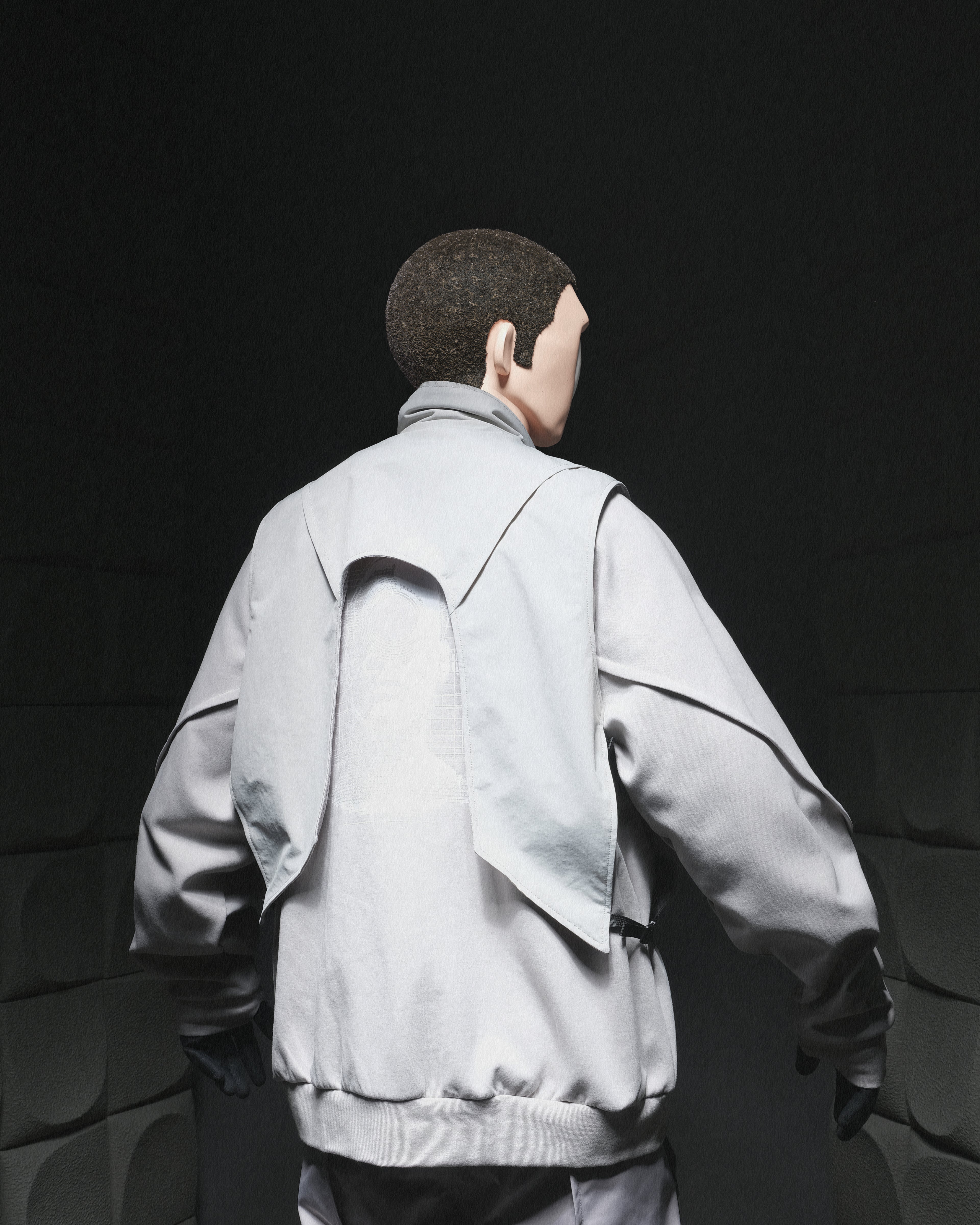A24-CS-01-O    Futuristic Vest (Bright Grey)