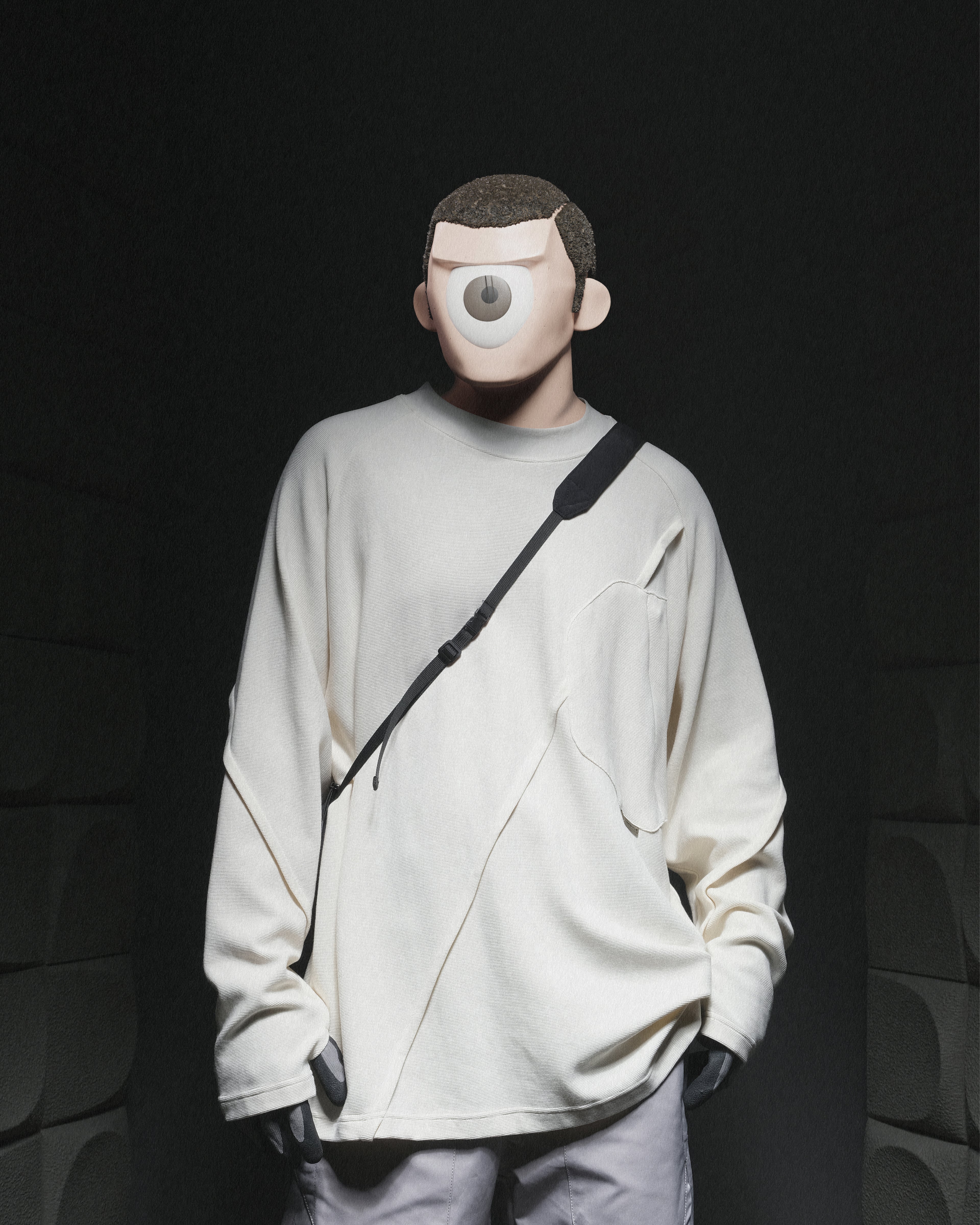 A24-CS-01-T   Futuristic Long Sleeves T-shirt (Ivory White)