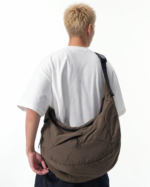 S26-C2-B / Offset Void Crescent Bag (Brown)