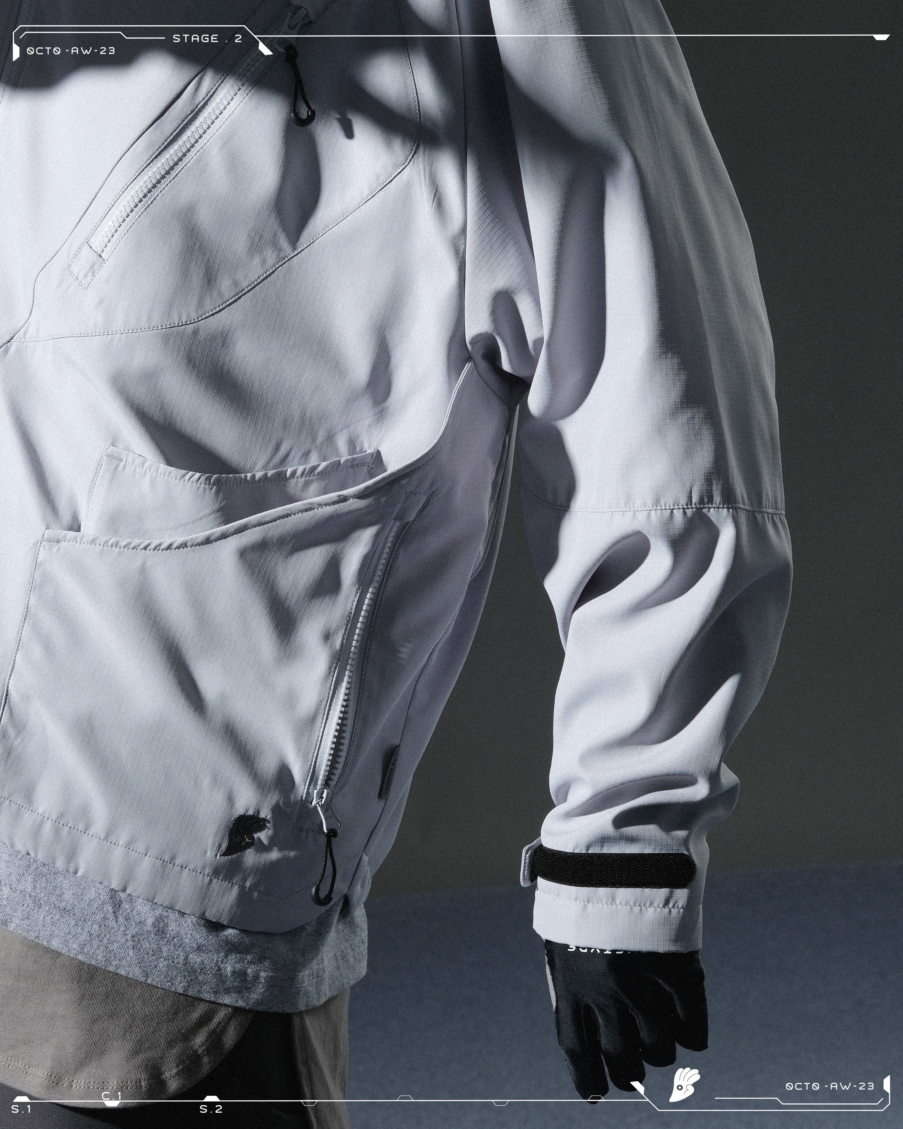 AW23 / 04 —J23-026  Oblique deformation Blazer (Bright Grey)