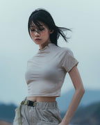 OCTO x SENSE S25-OS-WT1 Zip Cropped Top (Cream)