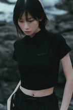 OCTO x SENSE S25-OS-WT1 Zip Cropped Top (Black)