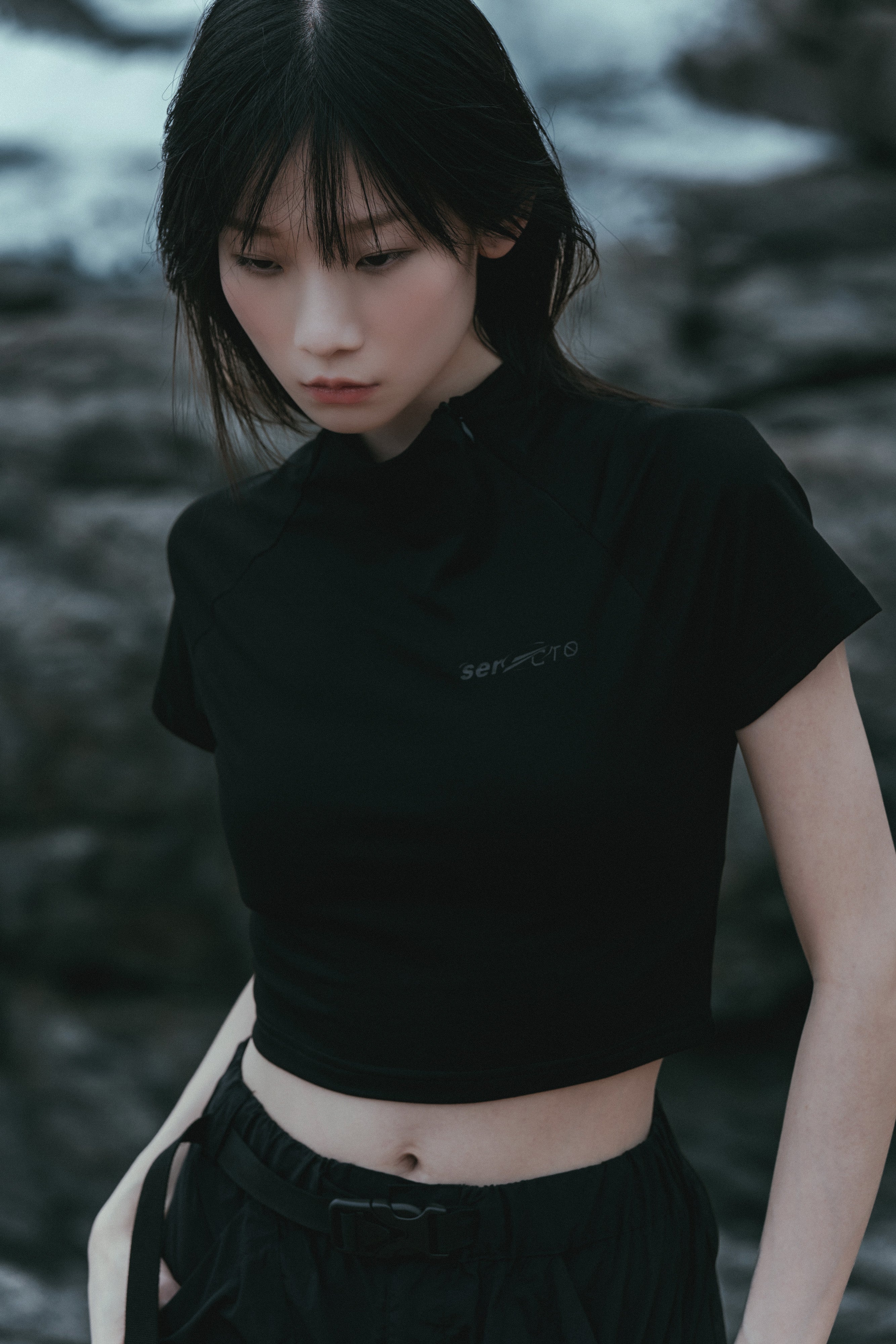 OCTO x SENSE S25-OS-WT1 Zip Cropped Top (Black)