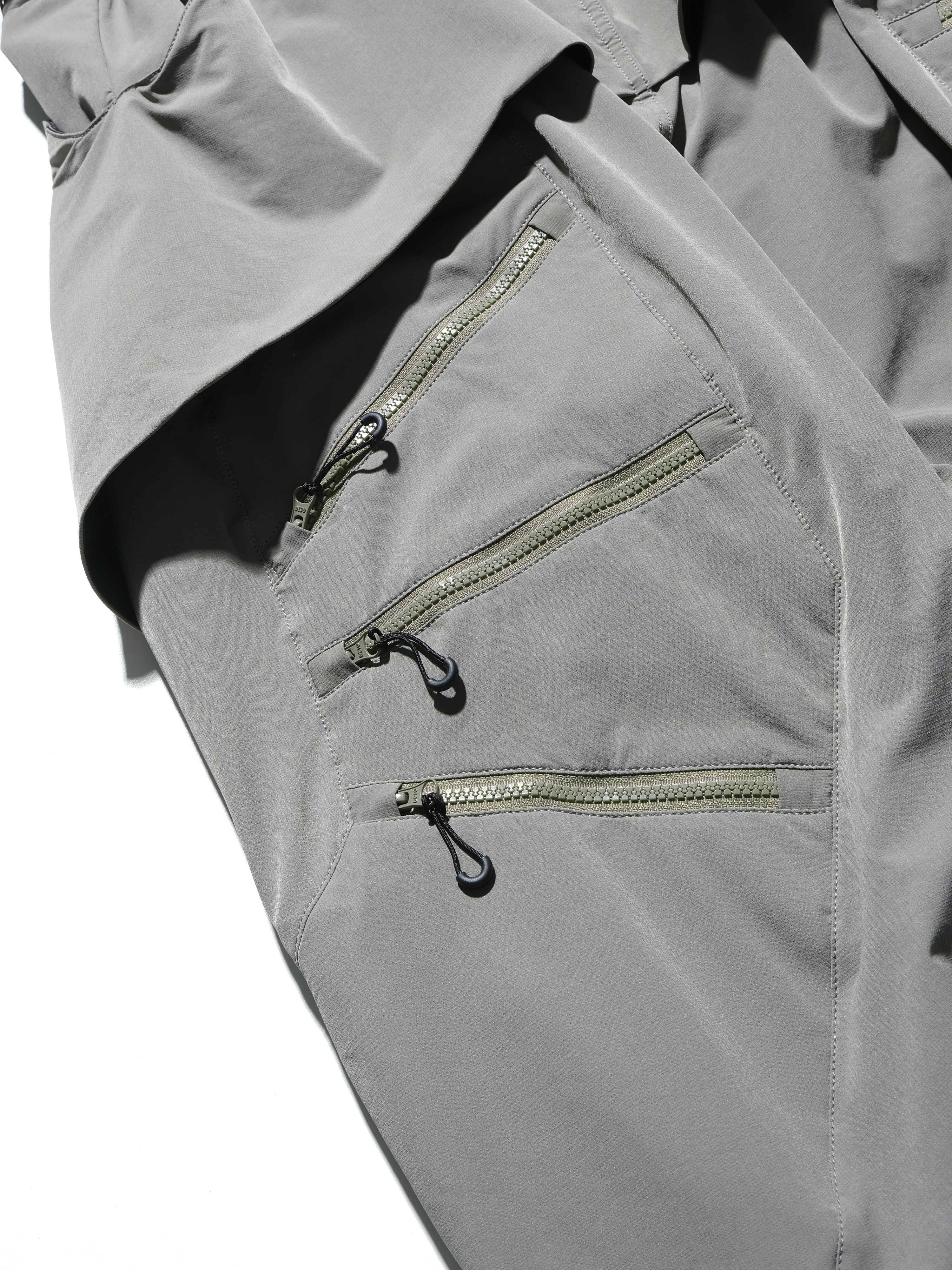 AW23 / 02 —  P23-130 Trapezoidal V-Shape Visor Arc Wide Pants  (Pewter Green)